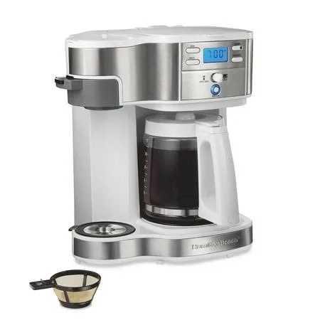 Hamilton Beach - 2-Way Programmable 12 Cup and Single-Serve Coffee Maker - White
