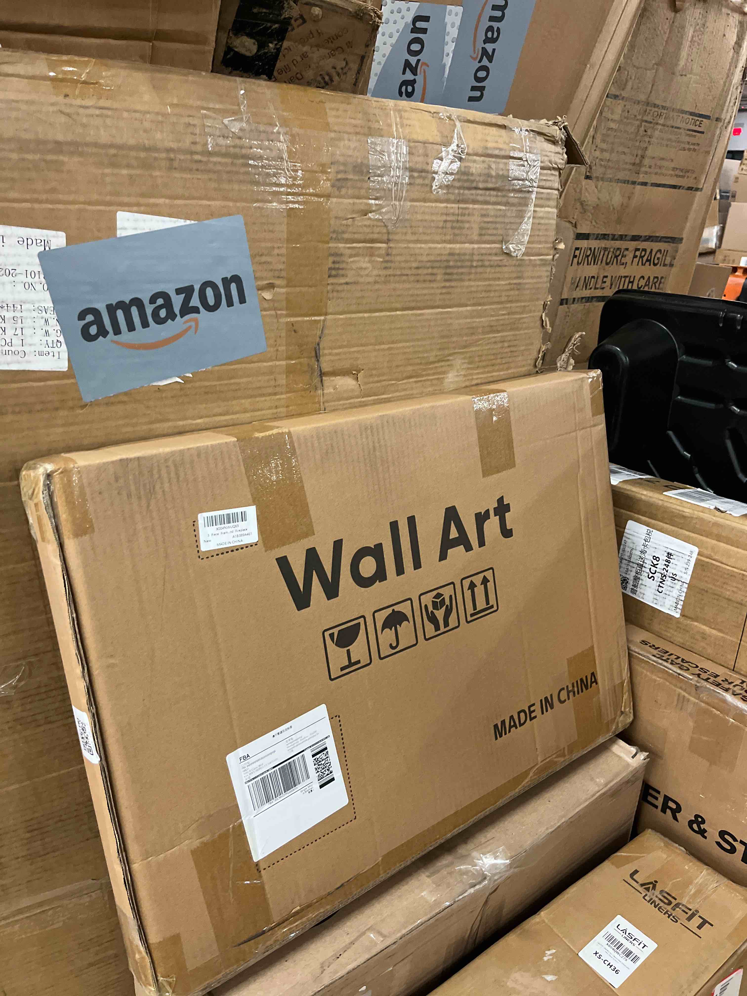 Condition photo showing New/Like New for 3 Piece Framed Vintage Canvas Wall Art Set, Large Green Floral and Tree Landscape Farmhouse Painting Print, French Country Retro Flower Artwork Decor for Living Room, Bedroom and Fireplace