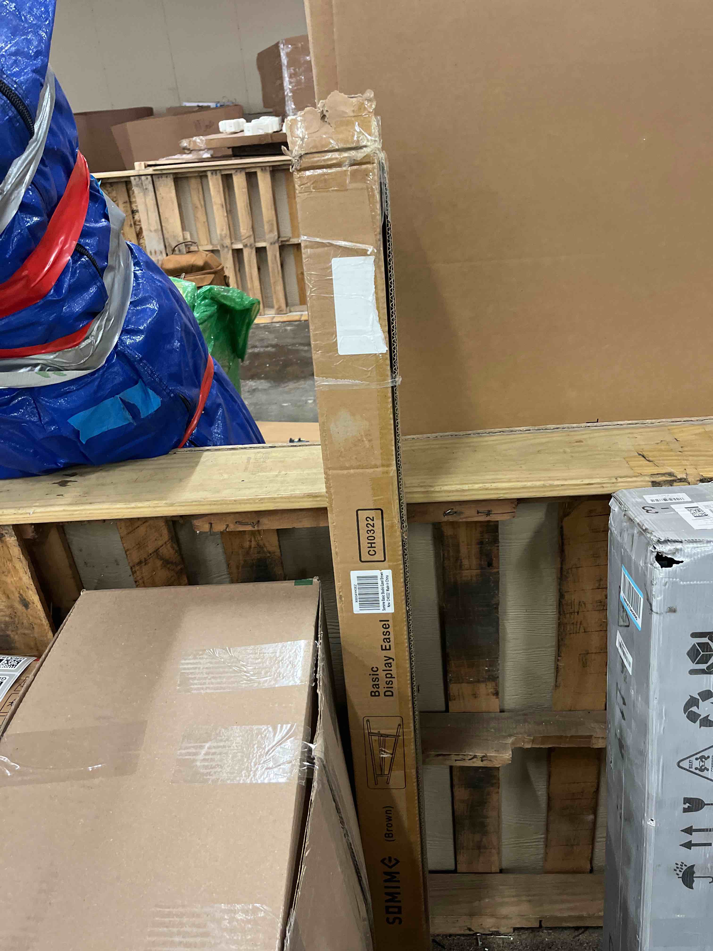 Condition photo showing New/Like New for A - Frame Wooden Display Easel with Wheels - Adjustable Lyre Beechwood Studio Easel Stand Holding Canvas Up to 90", Inclinable Artist Floor Painting Easel for Artwork Painting, Brown