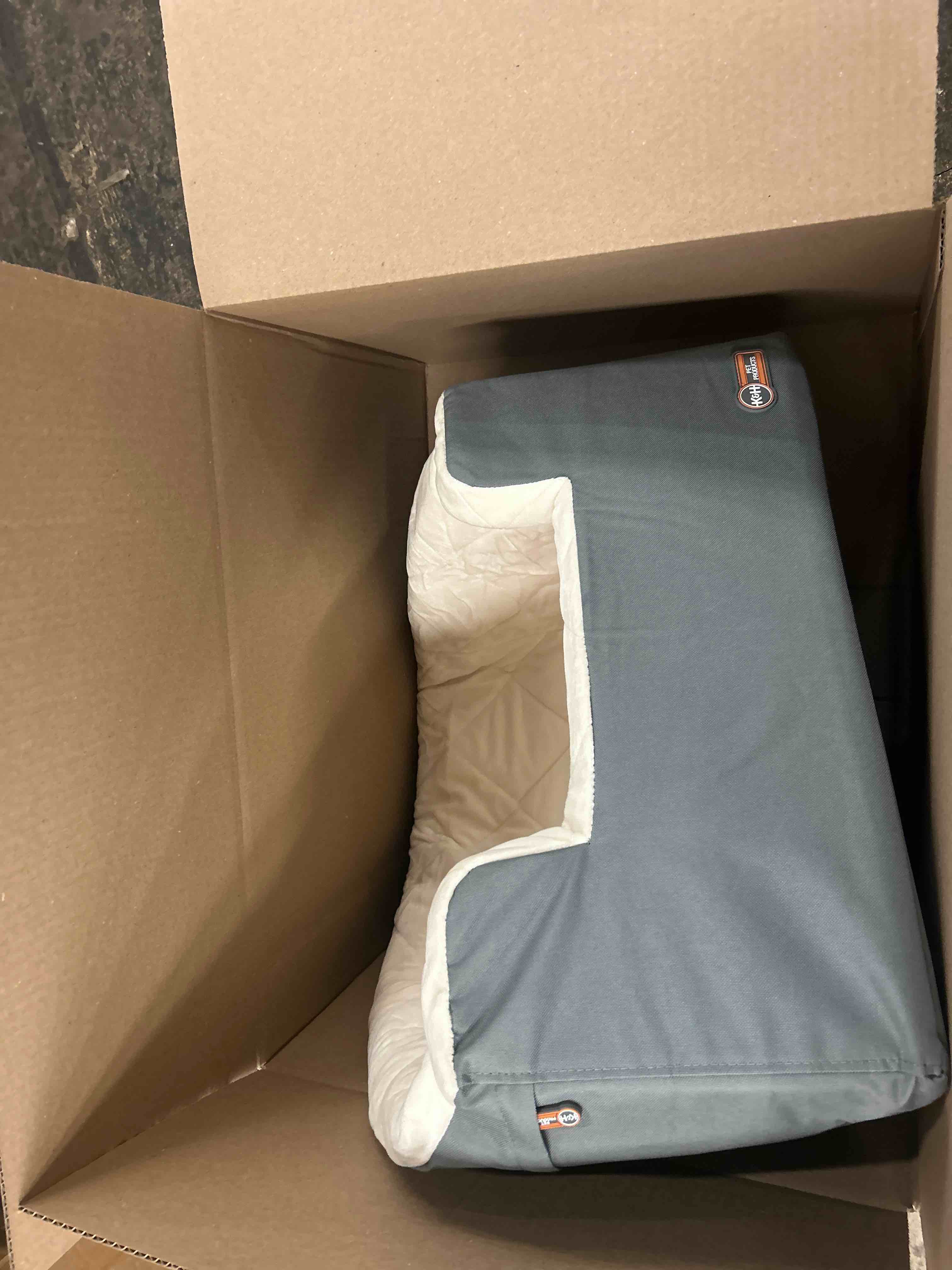 Condition photo showing New/Like New for K&H Pet Products Bucket Booster Dog Car Seat, Seat Belt Secured, 2 Safety Leashes, Washable Covers, Sturdy Dog & Cat Booster Seat, Carriers for Small to Medium Pets - Large Gray/Cream