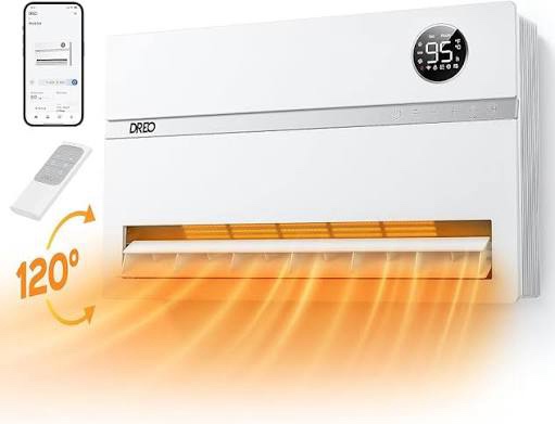 Dreo Wall Heater for Bathroom, Smart Space Heaters with ALCI Plug, 1500W, 120° Vertical Oscillation, Adjustable Thermostat, 24H Timer, Easy Installation Electric Heater for Indoor use, Bedroom, Office