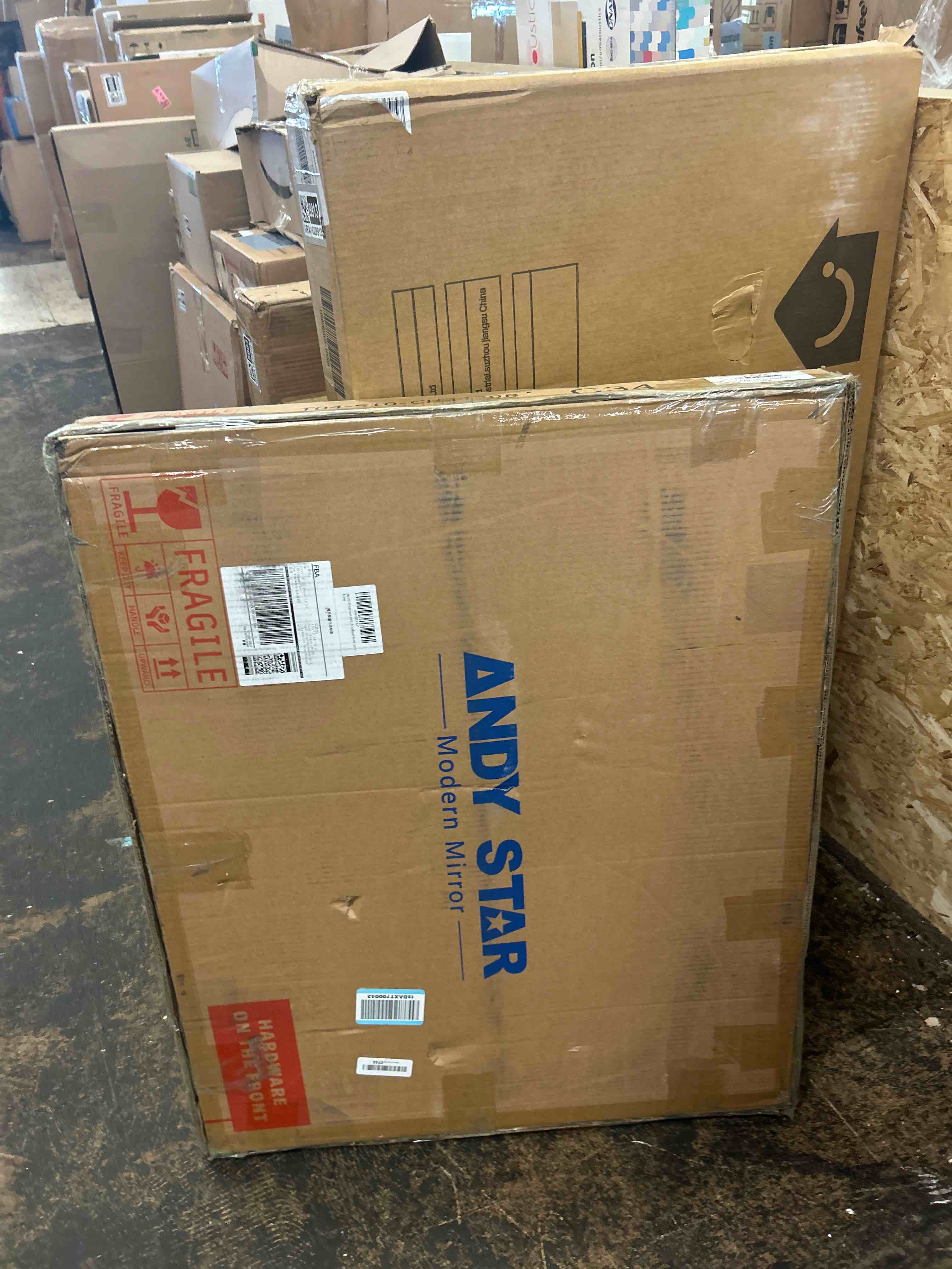 Condition photo showing New/Like New for ANDY STAR Black Bathroom Mirror, 22"x30" Scalloped Wall Mirror in Stainless Steel Metal Frame, Unique Vanity Mirror with Modern Curved Edge Design, Ideal for Bathroom, Bedroom, Entryway