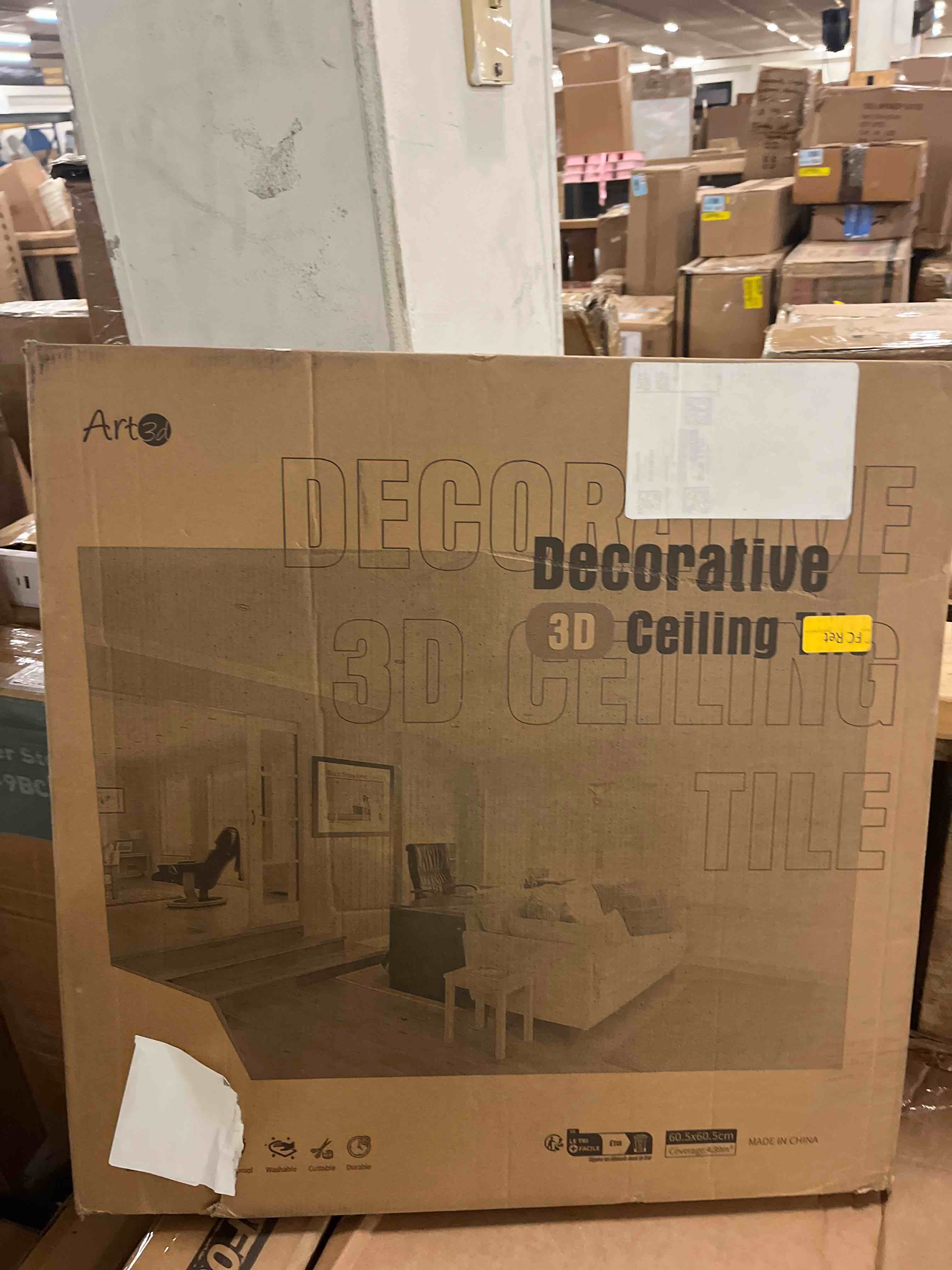 Condition photo showing New/Like New for Art3d Drop Ceiling Tiles 24x24in. (12-Pack, 48 Sq.ft), Wainscoting Panels Glue Up 2ft x 2ft, Off White