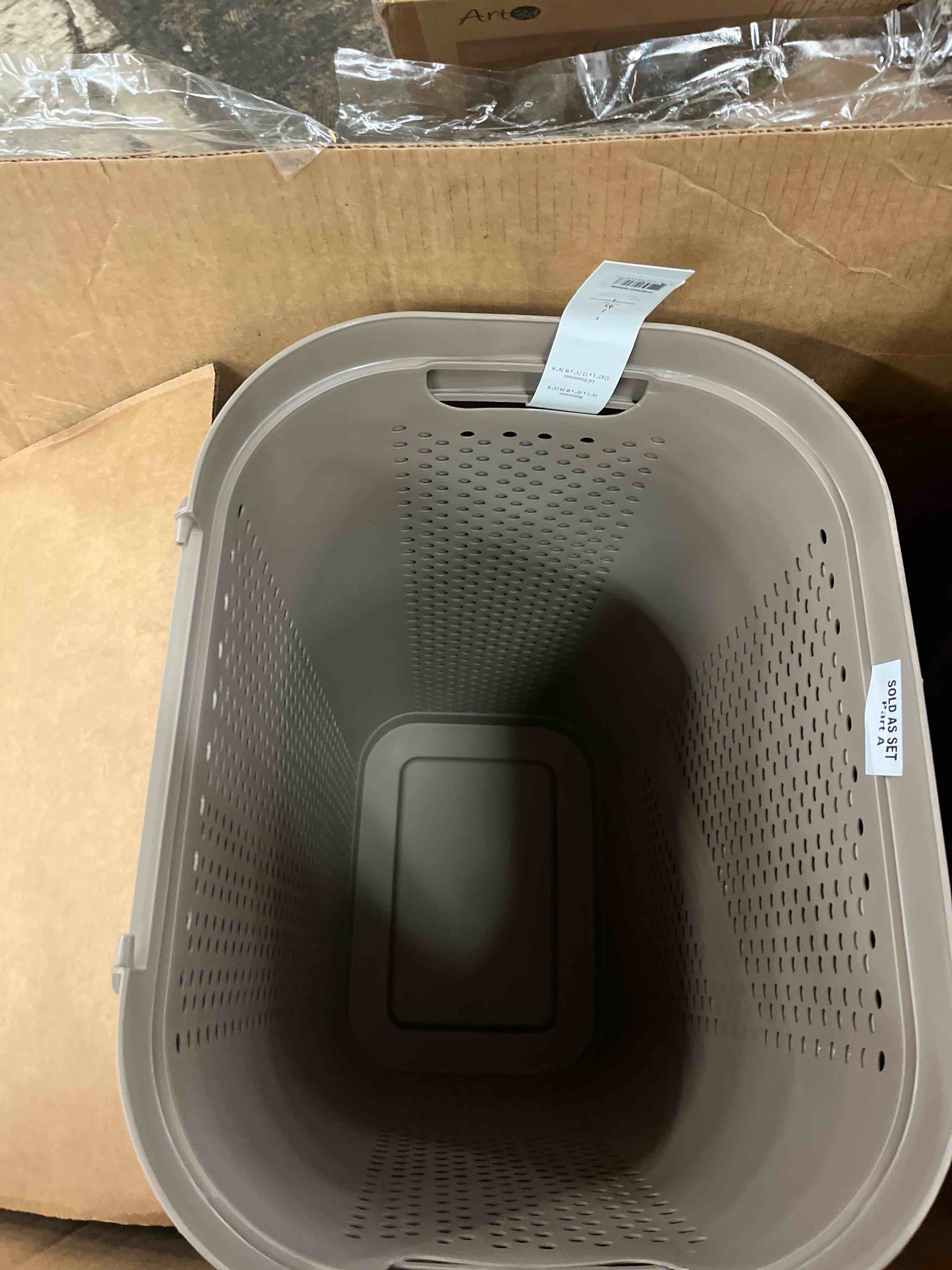Condition photo showing New/Like New for Mind Reader 2pk 60L Slim Laundry Hamper Light Brown