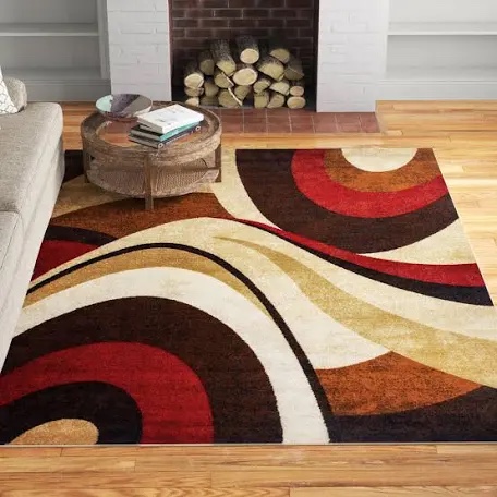 home dynamix tribeca slade modern area rug, abstract brown/red 7'10"x10'6"