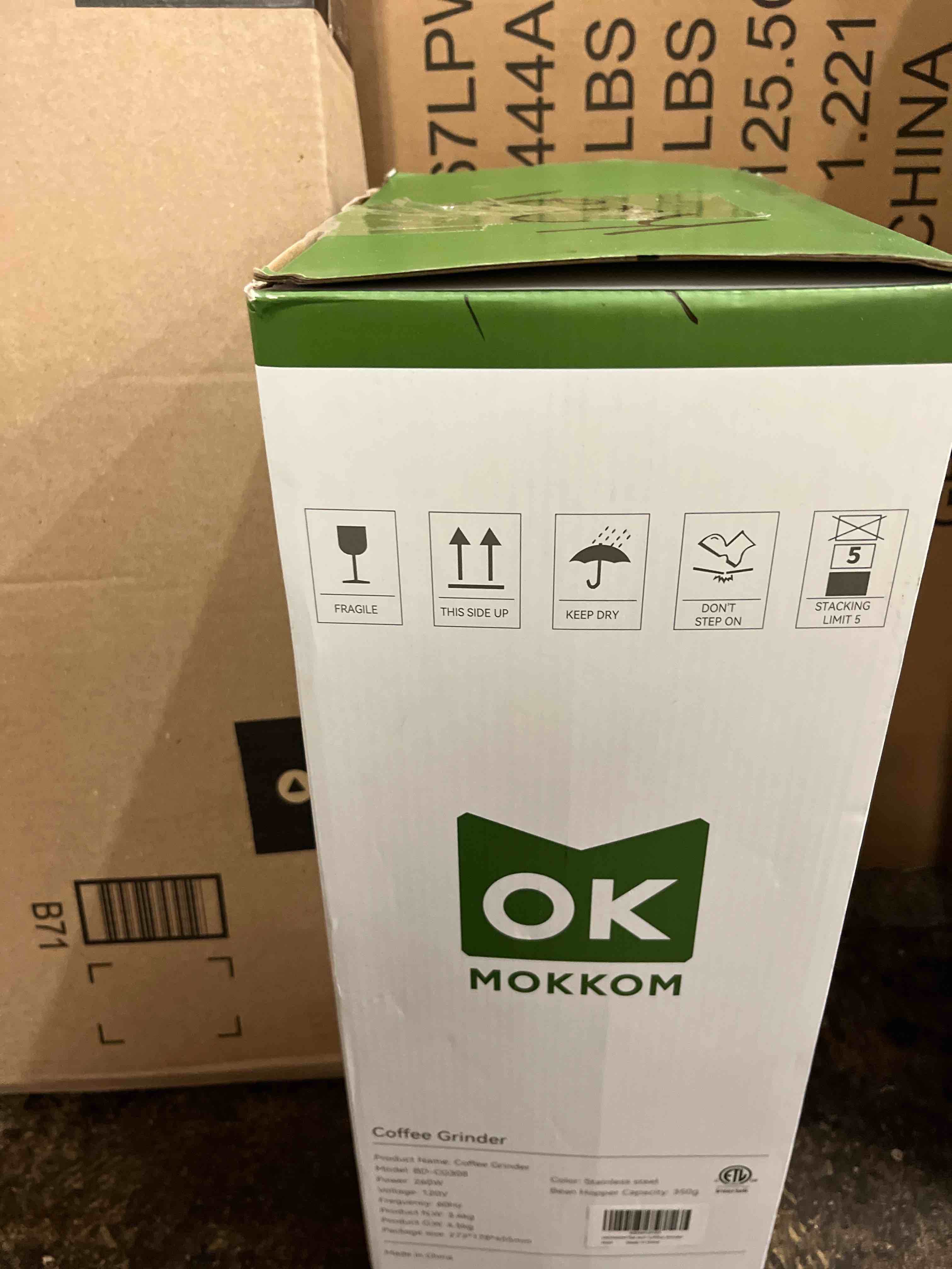 Condition photo showing New/Like New for MOKKOM Professional 64mm Flat Burr Coffee Grinder with 100 Grind Settings, All-Metal Stainless Steel Body, Coffee Bean Grinder with Adjustable Electronic Timer, Anti-Static, LED Display