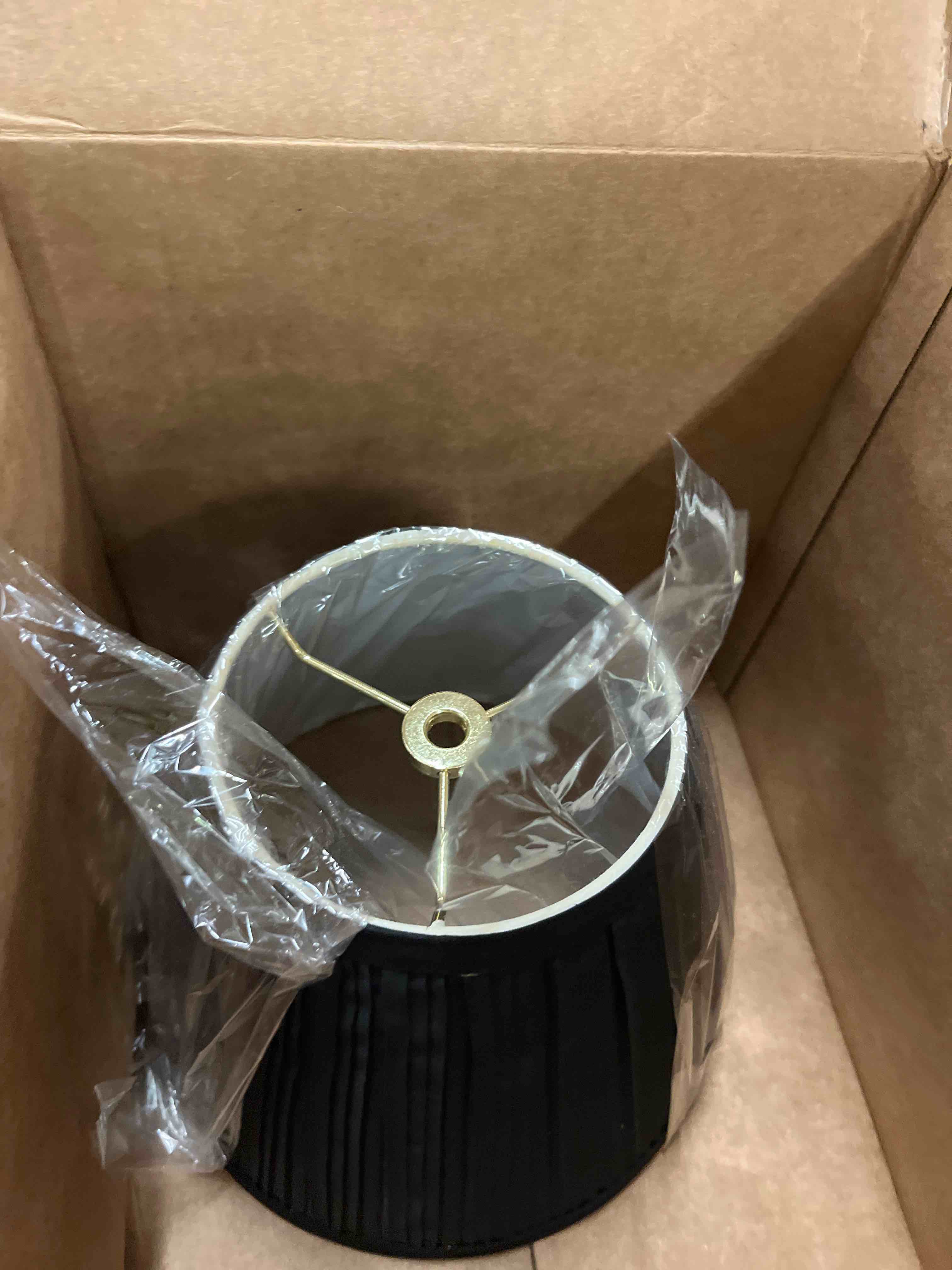 Condition photo showing New/Like New for Urbanest 1101554 Black Mushroom Pleated Hardback Lamp Shade 5x9x8.5" (Spider)