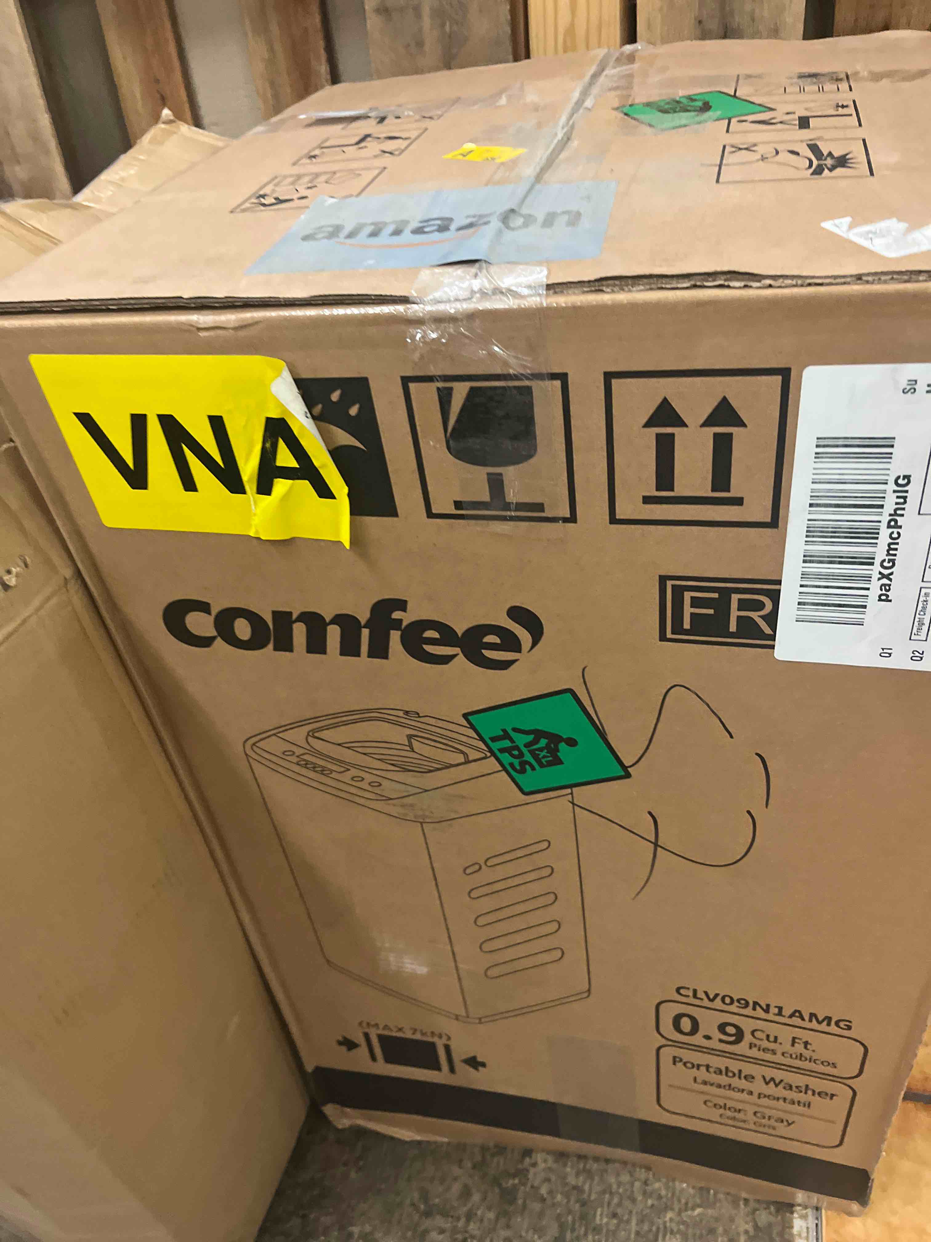 Condition photo showing New/Like New for COMFEE  Portable Washing Machine  0.9 cu.ft Compact Washer With LED Display  5 Wash Cycles  2 Built-in Rollers  Space Saving Full-Automatic Washer  Ideal Laundry for RV  Dorm  Apartment  Magnetic Gray