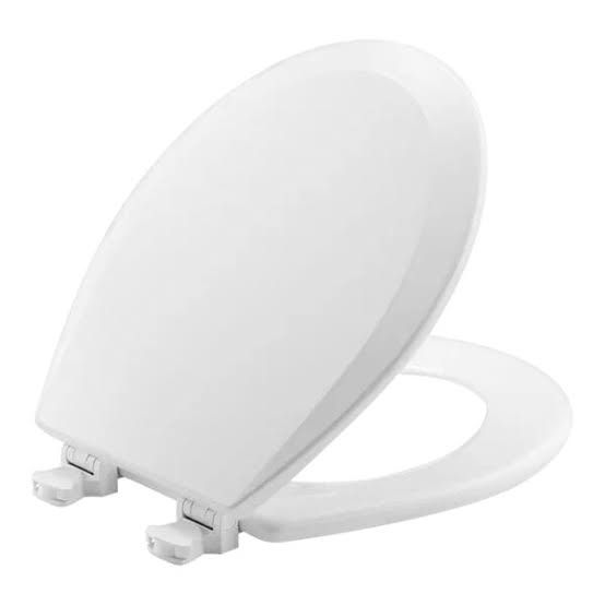 Bemis Round Enameled Wood Toilet Seat in Cotton White with Easy Clean Hinge