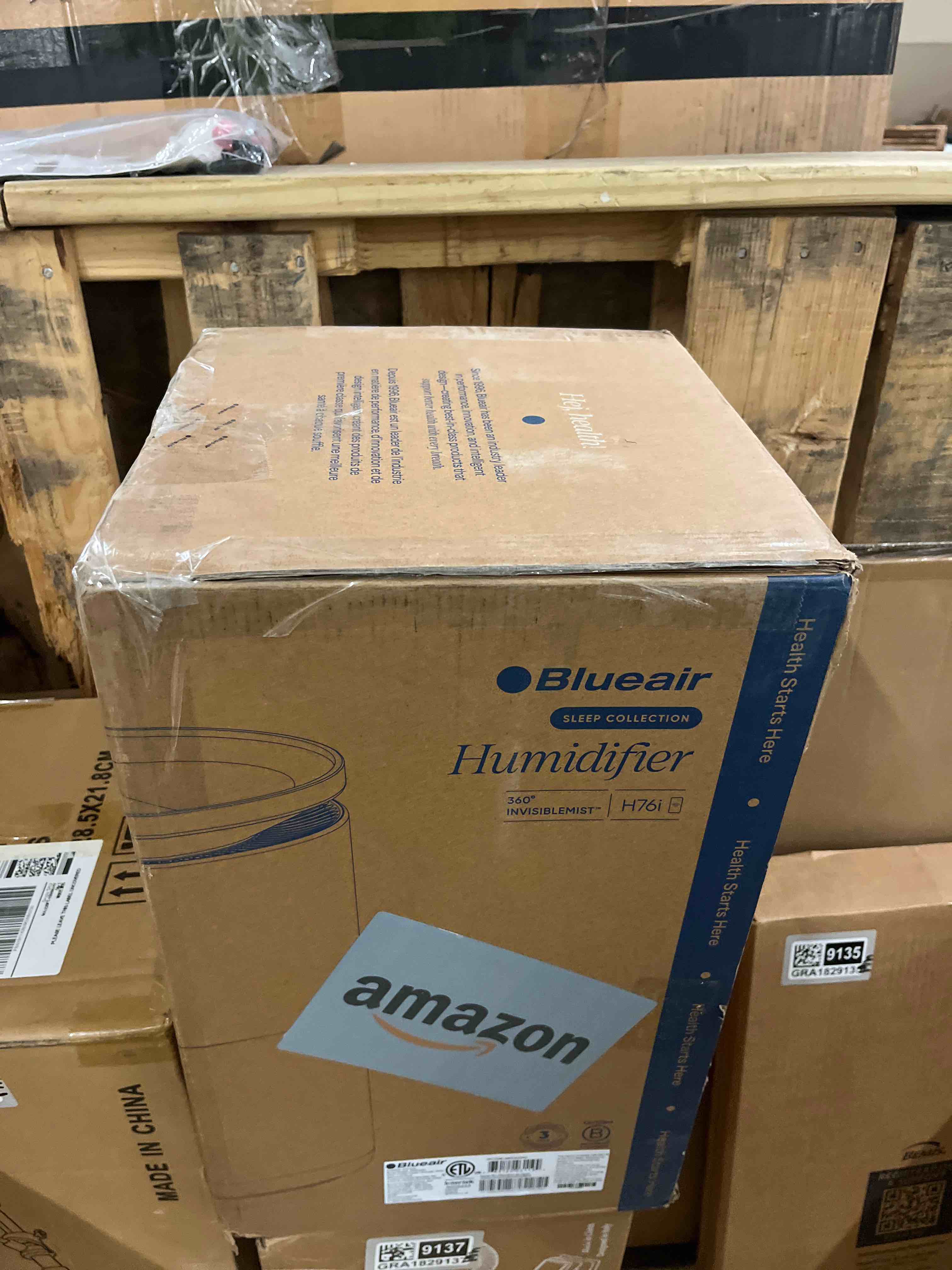 Condition photo showing New/Like New for BLUEAIR Room Humidifier - DreamWell - 72Hr Top-Fill Mist-Free InvisibleMist Technology Aroma Stone for Essential Oils and Soothing Mood Lighting - Quiet Operation for Bedroom and Home Use, Grey
