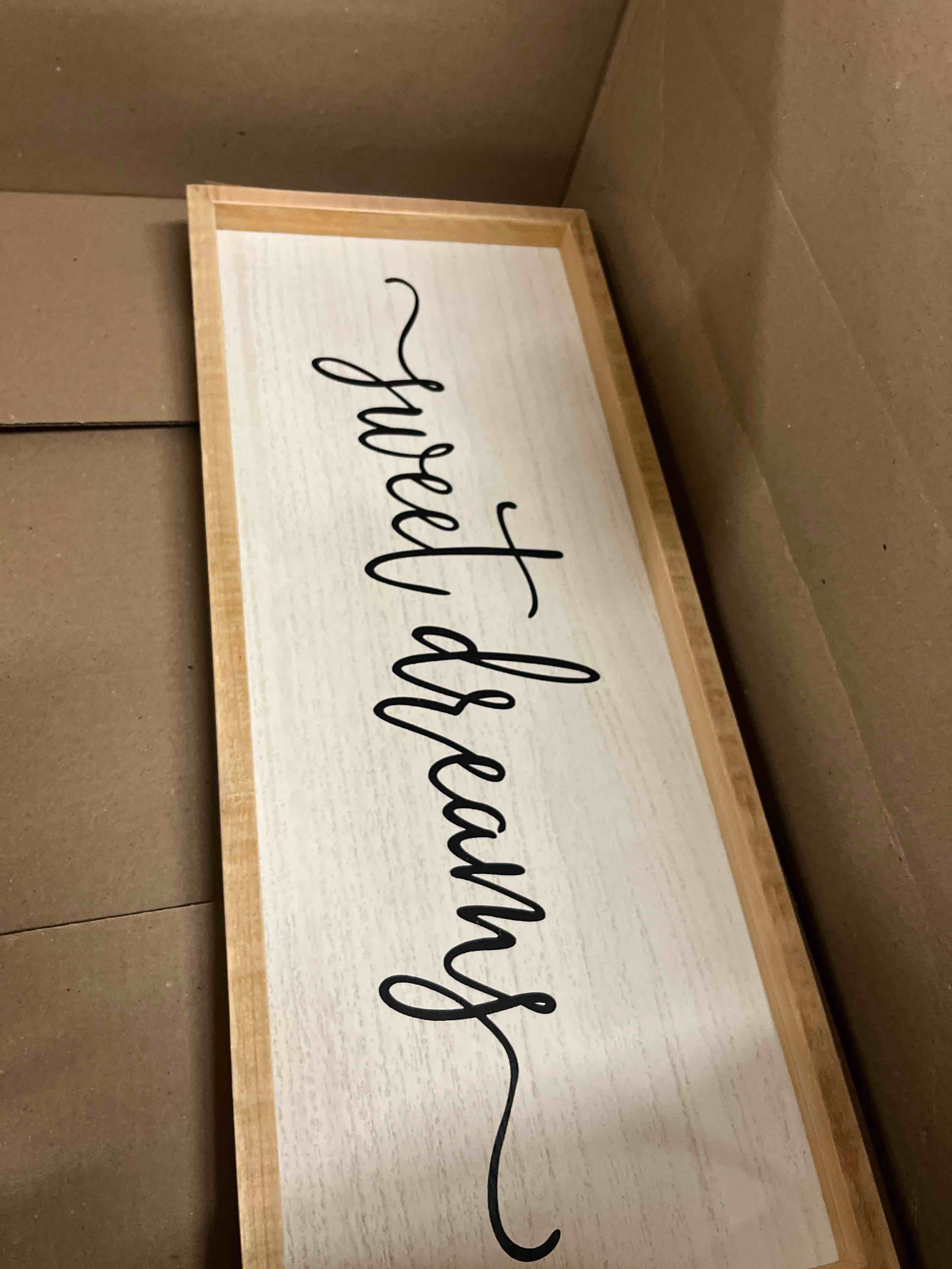 Condition photo showing New/Like New for Sweet Dreams Wall Decor Above Bed 40''×15'' Master Bedroom Large Sweet Dreams Sign Farmhouse Wall Decor Guest Room Wood Rustic Framed Over Bed Wall Art Hanging Decoration (Wood White)