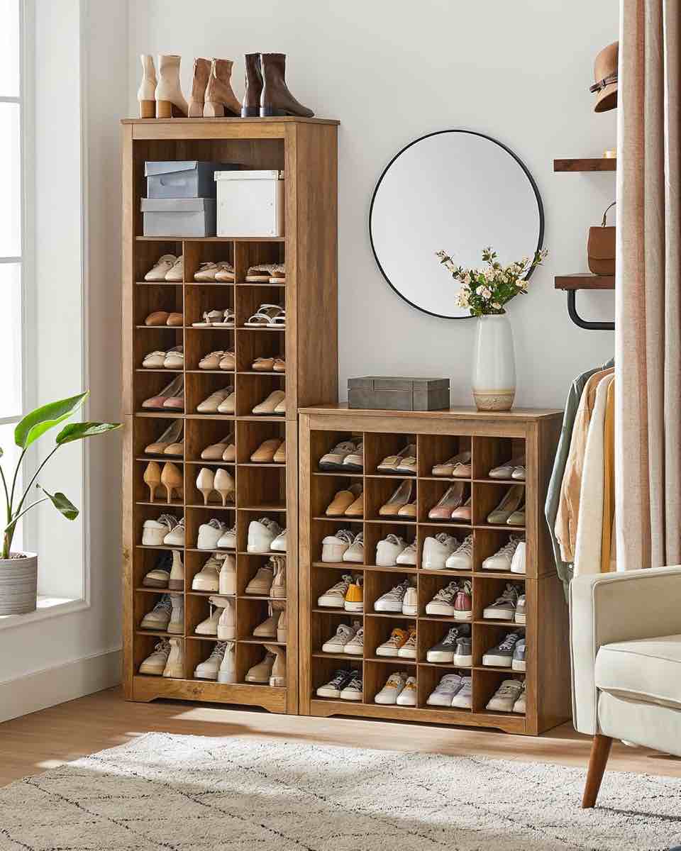 Condition photo showing Good Condition for VASAGLE Shoe Storage Cabinet, 10 Tier Shoe Rack Organizer, Holds Up to 30 Pairs of Shoes, for Entryway Bedroom, 12.6 x 24.8 x 73.6 Inches, Rustic Walnut ULBS273T41