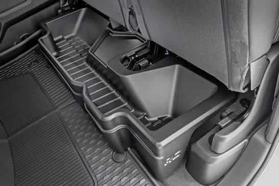 rough country under seat storage for ram 1500 crew cab (2019-2025) - heavy-duty thermoplastic, anti-skid, custom-fit rear seat organizer tray