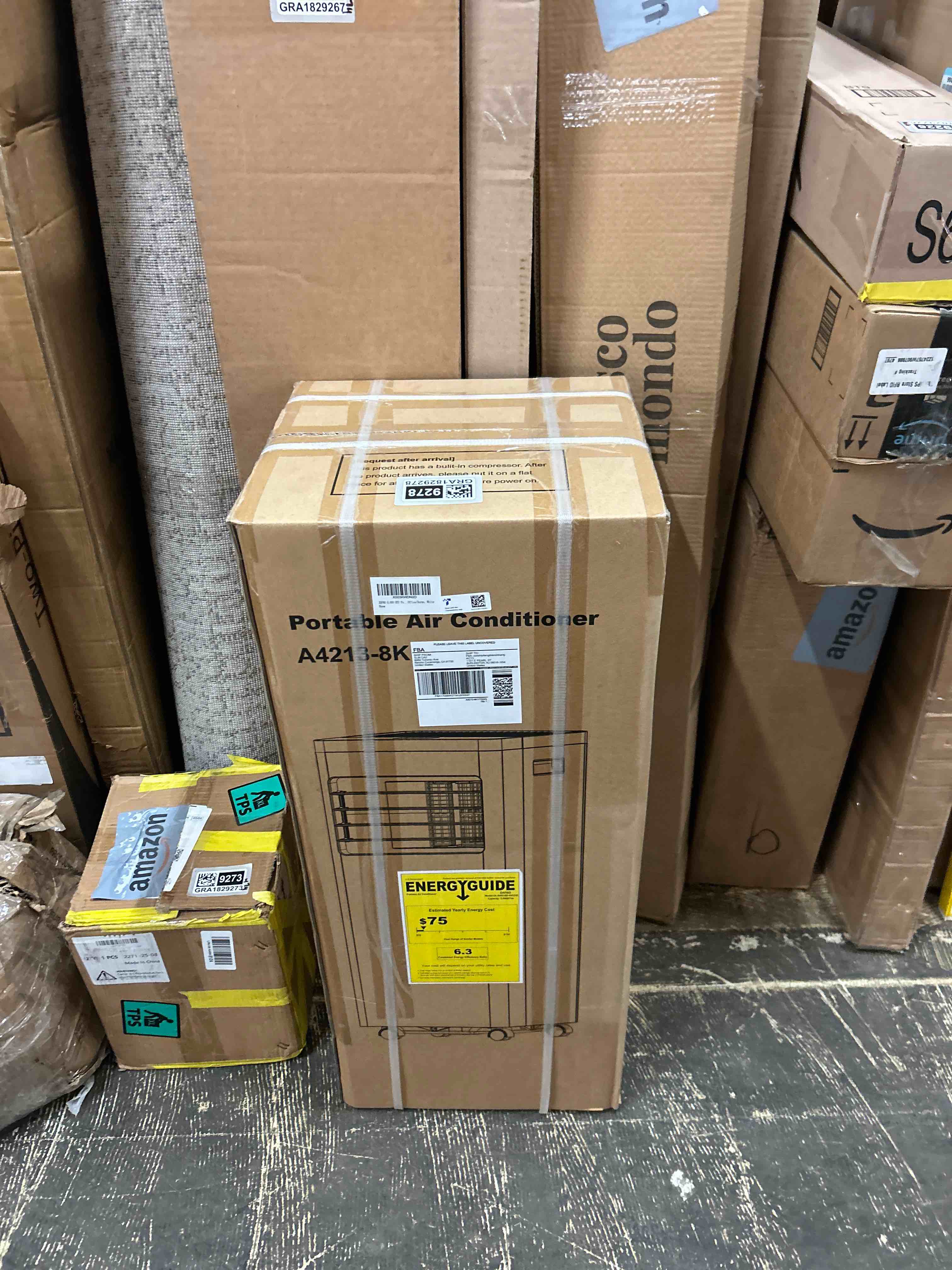 Condition photo showing New/Like New for ZAFRO 8,000 BTU Portable Air Conditioners, Portable AC Unit with Remote for Room up to 200 Sq.Ft, 3-in-1 Air Conditioner with Digital Display/24Hrs Timer/Installation Kit for Home/Office/Dorms, White&Silver