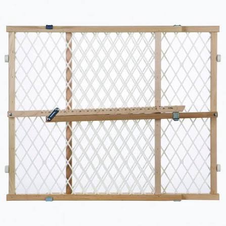 Condition photo showing New/Like New for Toddleroo by North States Diamond Mesh Wooden Baby Gate: 26.5"- 42" Wide. Pressure Mounted Baby Gate for Doorway. (23" Tall, Sustainable Hardwood)