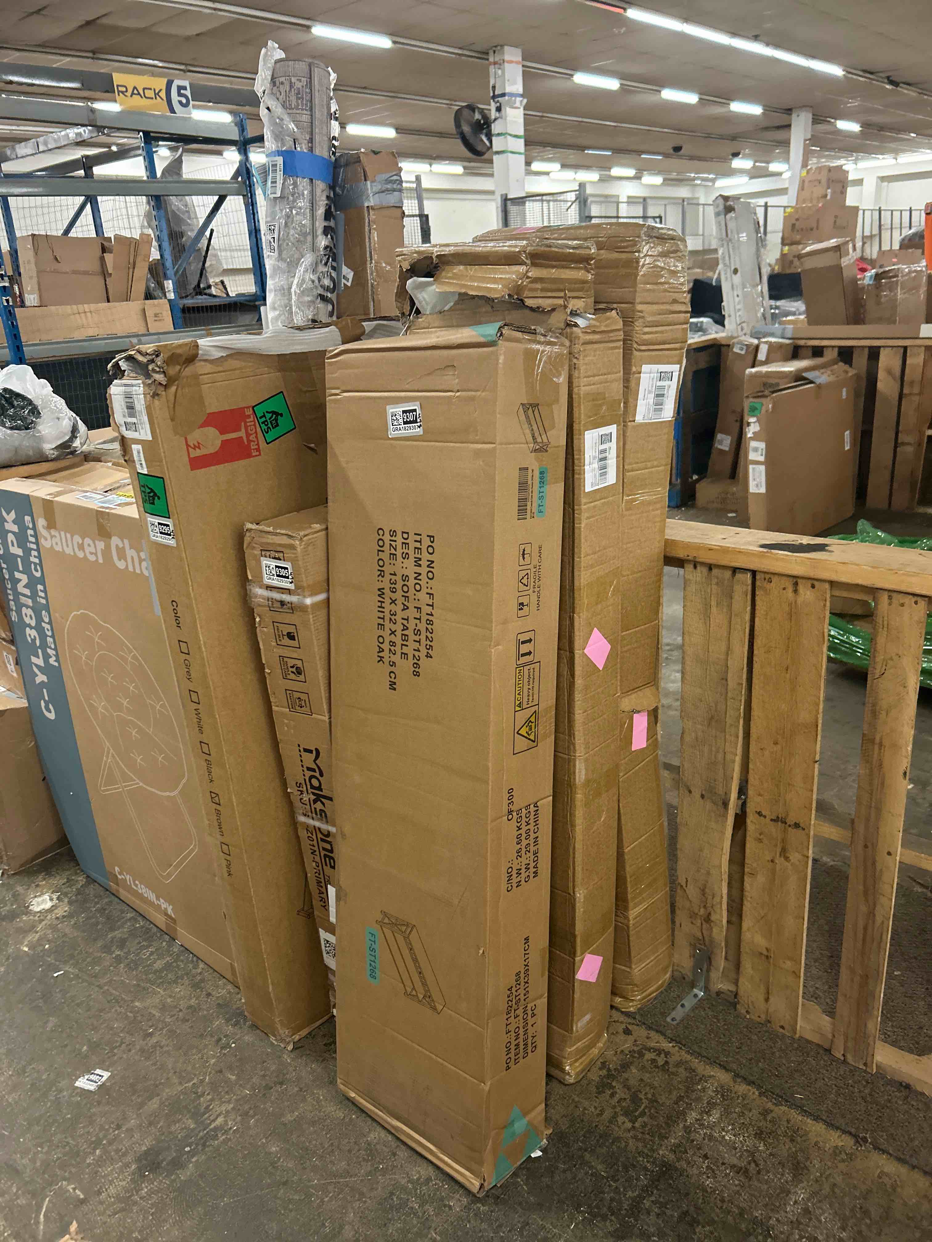 Condition photo showing New/Like New for FATORRI Console Table for Entryway, Wood and Metal Sofa Table with 3 Drawers for Living Room, Farmhouse Hallway Tables and Modern Couch Tables Behind Sofa (54.72 Inch Long, White Oak)