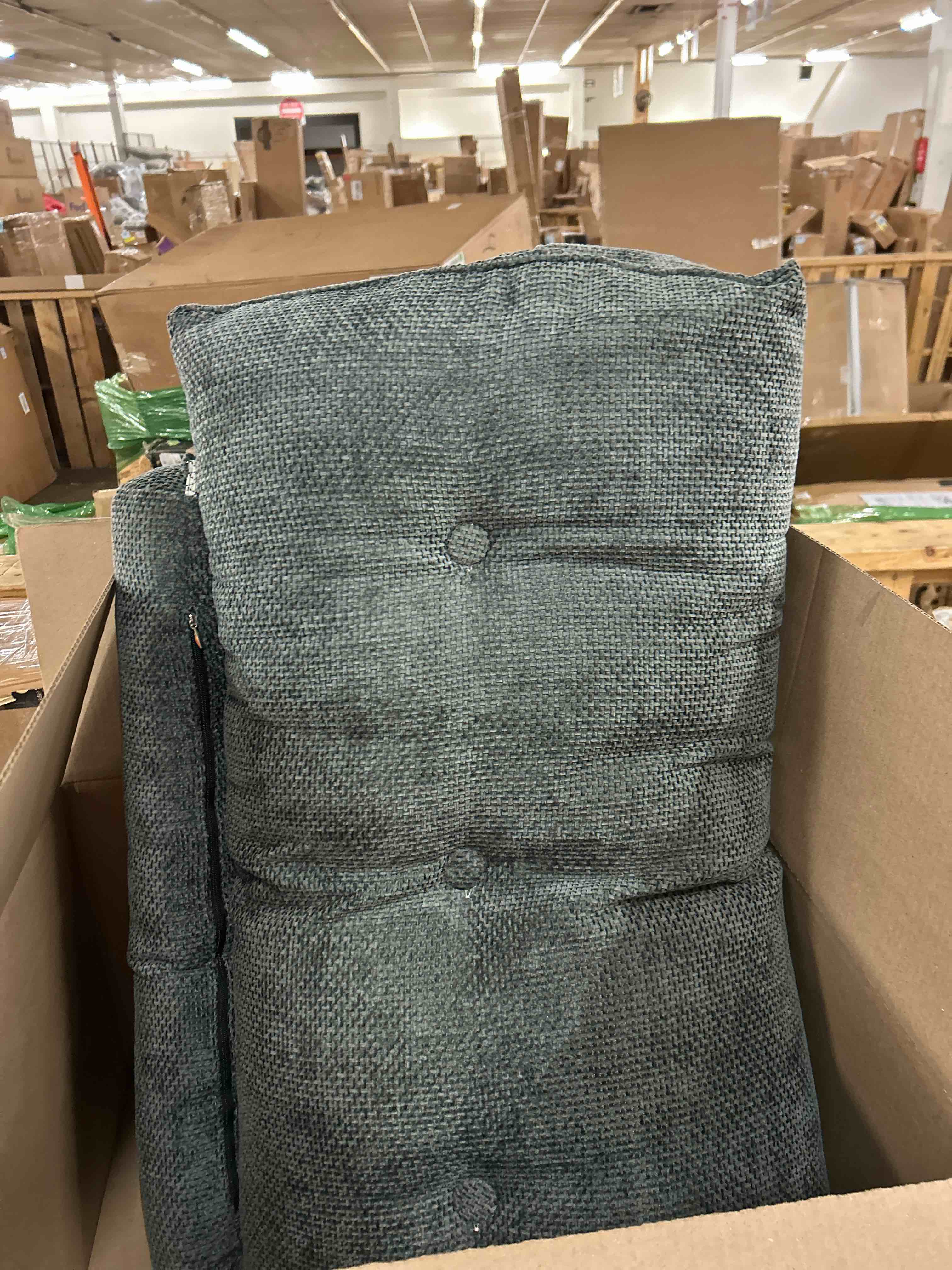 Condition photo showing New/Like New for Headboard Pillow for Twin XL – Chenille Large Triangular Wedge Pillow for Headboard Gap, Daybed and Couch Backrest, Reading and Sitting Up in Bed with Removable Washable Cover, Blue