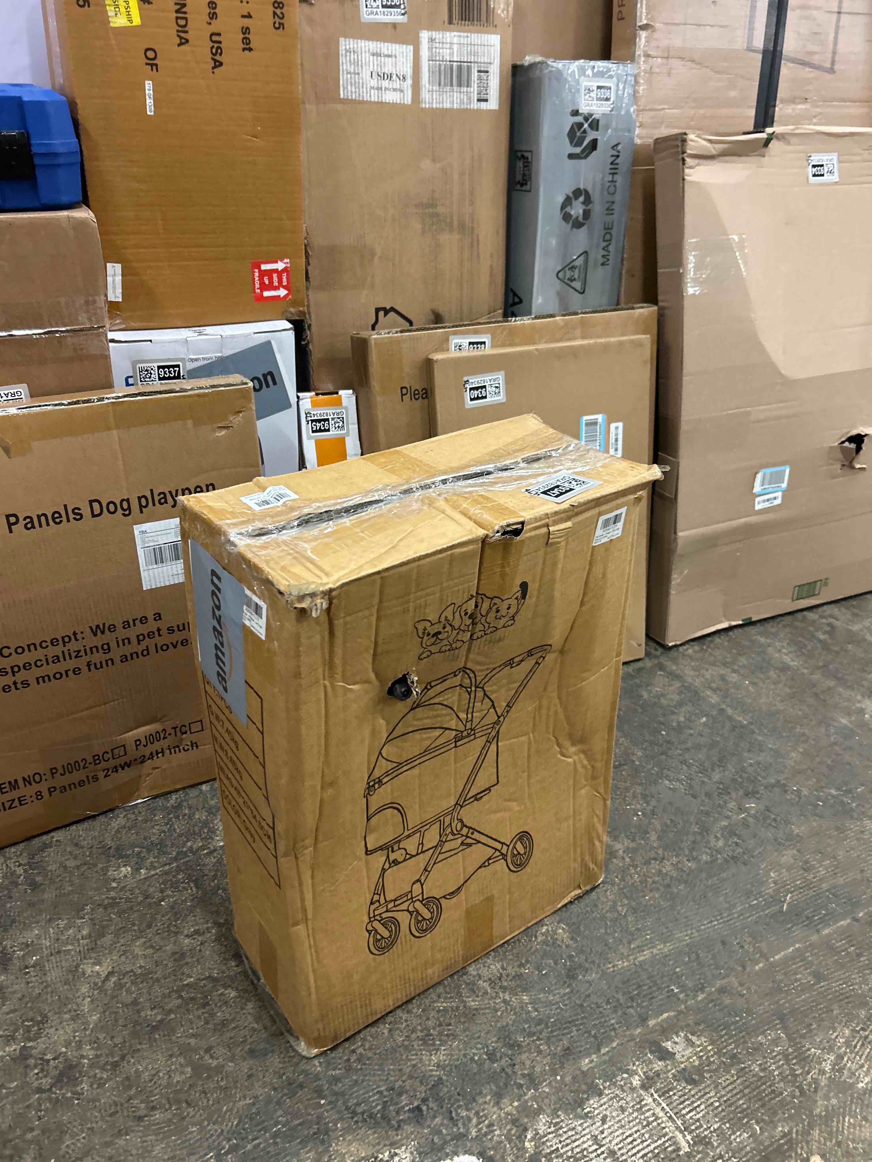 Condition photo showing New/Like New for Pet Stroller for Small Dogs and Cats, One-Click Foldable Dog Stroller with Detachable Carrier & 3 Safety Tethers, Holds up to 33 lbs, Storage Basket & Cup Holder, Breathable Mesh, Black