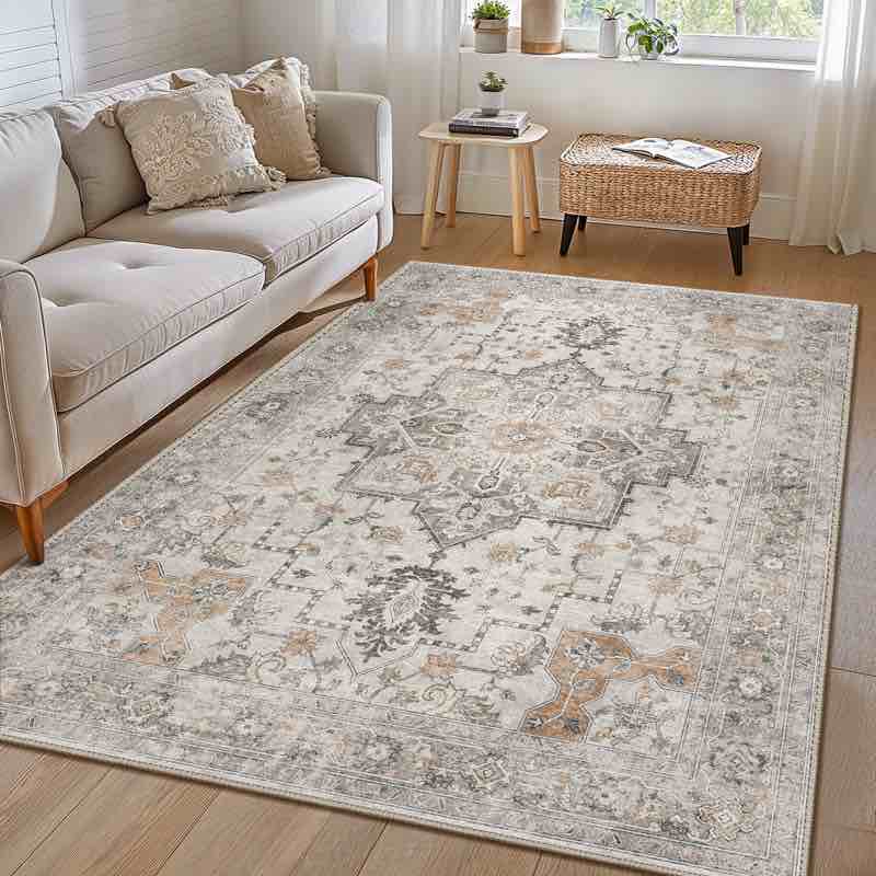 Roehit Beige / Brown Machine Washable Performance Area Rug with Non-slip Backing By Bungalow Rose (8’ x 10’)