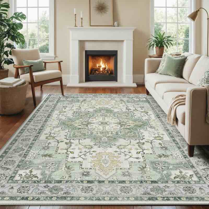 Roehit Beige / Brown Machine Washable Performance Area Rug with Non-slip Backing (8’ x 10’)