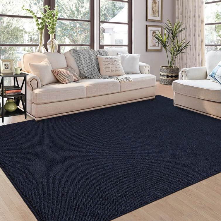 Area Rug for Living Room Solid Textured Vintage Rug Non Slip Throw Rugs Bedroom Rug (9’ x 12)