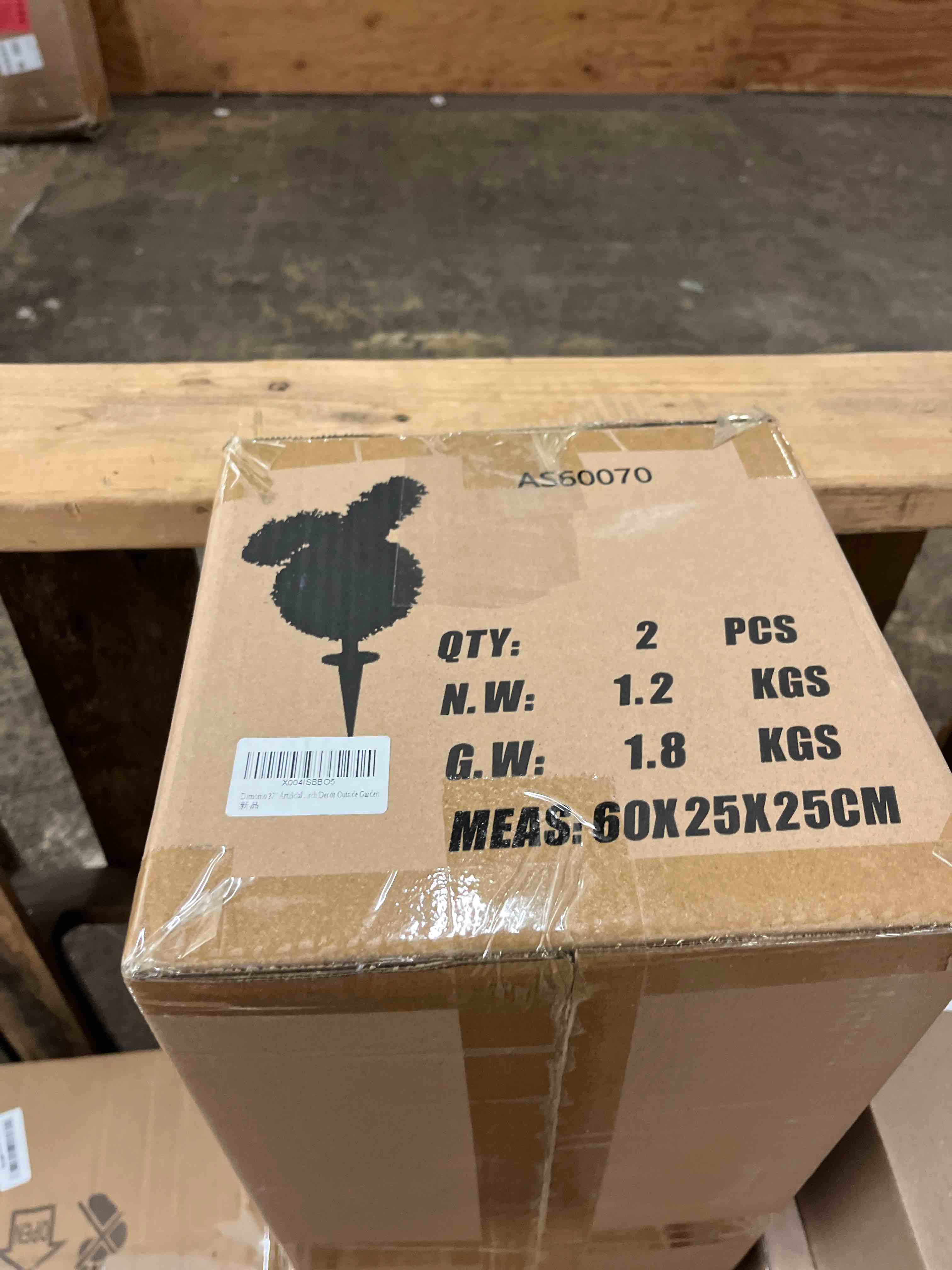 Condition photo showing New/Like New for damomo 27'' artificial bunny shaped topiary trees with ground spike set of 2, outdoor indoor faux boxwood topiary ball bushes potted fake shrubs front porch decor outside garden