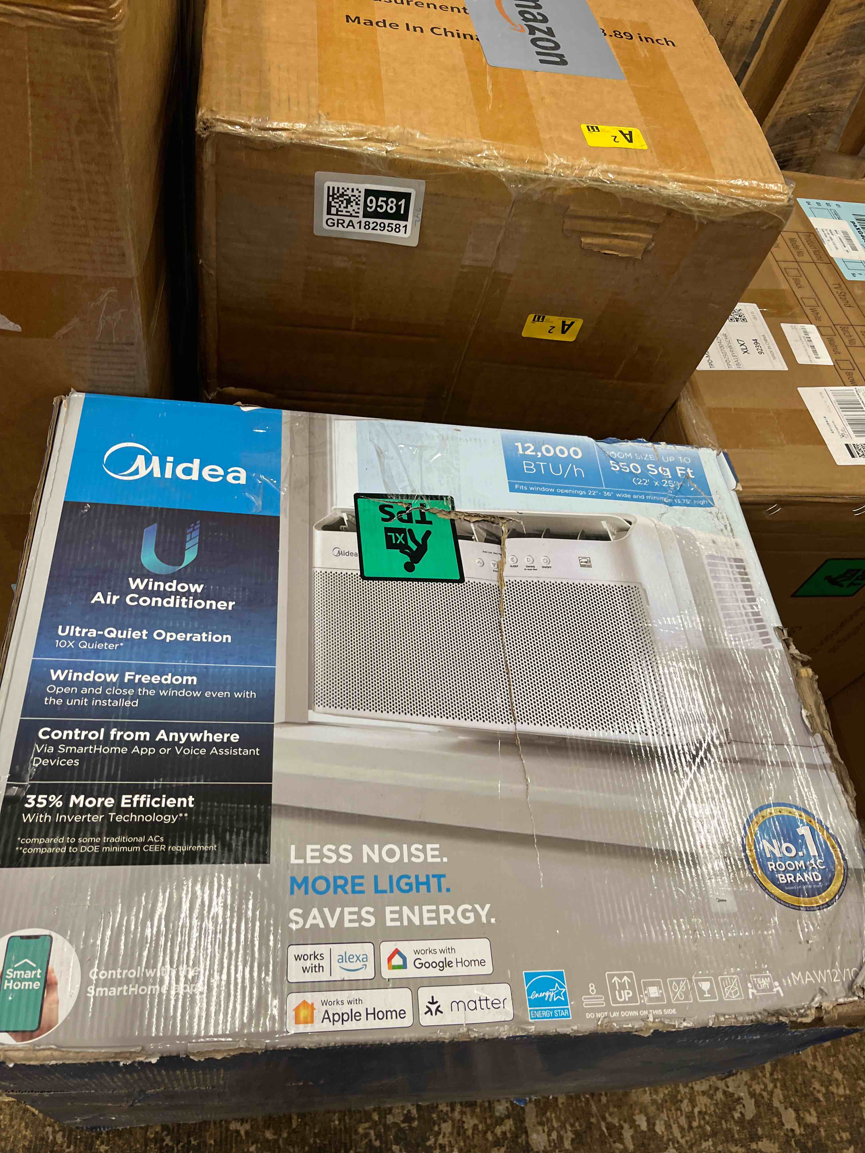 Condition photo showing New/Like New for midea 12000 btu doe smart inverter u-shaped window air conditioner with energy star 550 sq. ft.