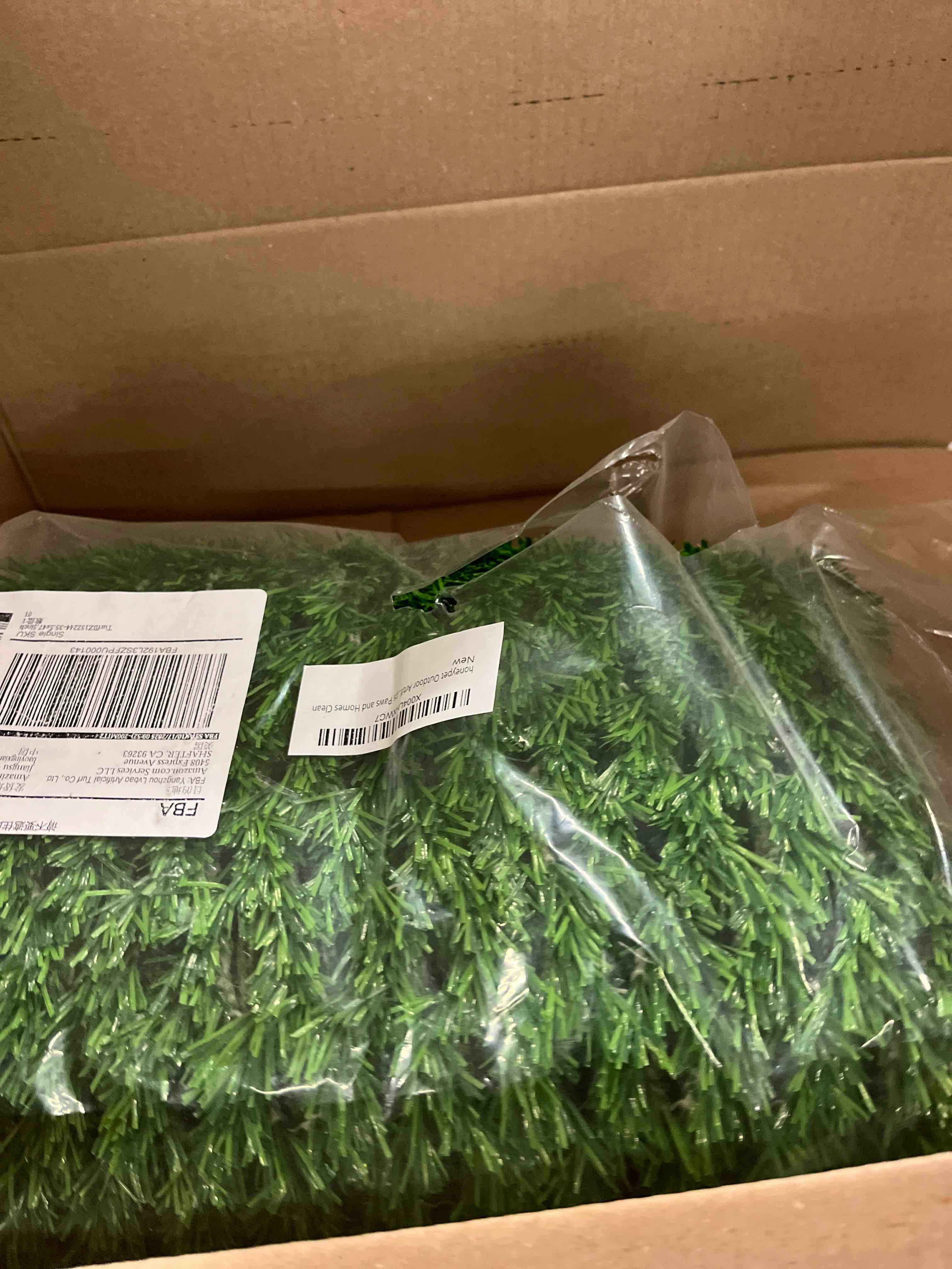 Condition photo showing New/Like New for realistic artificial grass 4 ft x 13 ft green synthetic turf rug fake grass mat indoor outdoor lawn landscape for garden, balcony, patio with drainage holes & rubber backing