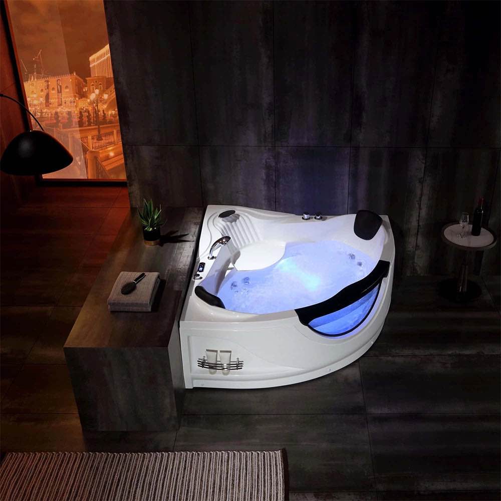 empava 59" alcove whirlpool inline heater led tub with left drain empv-59jt319led 59" l x 59" w x 25" h