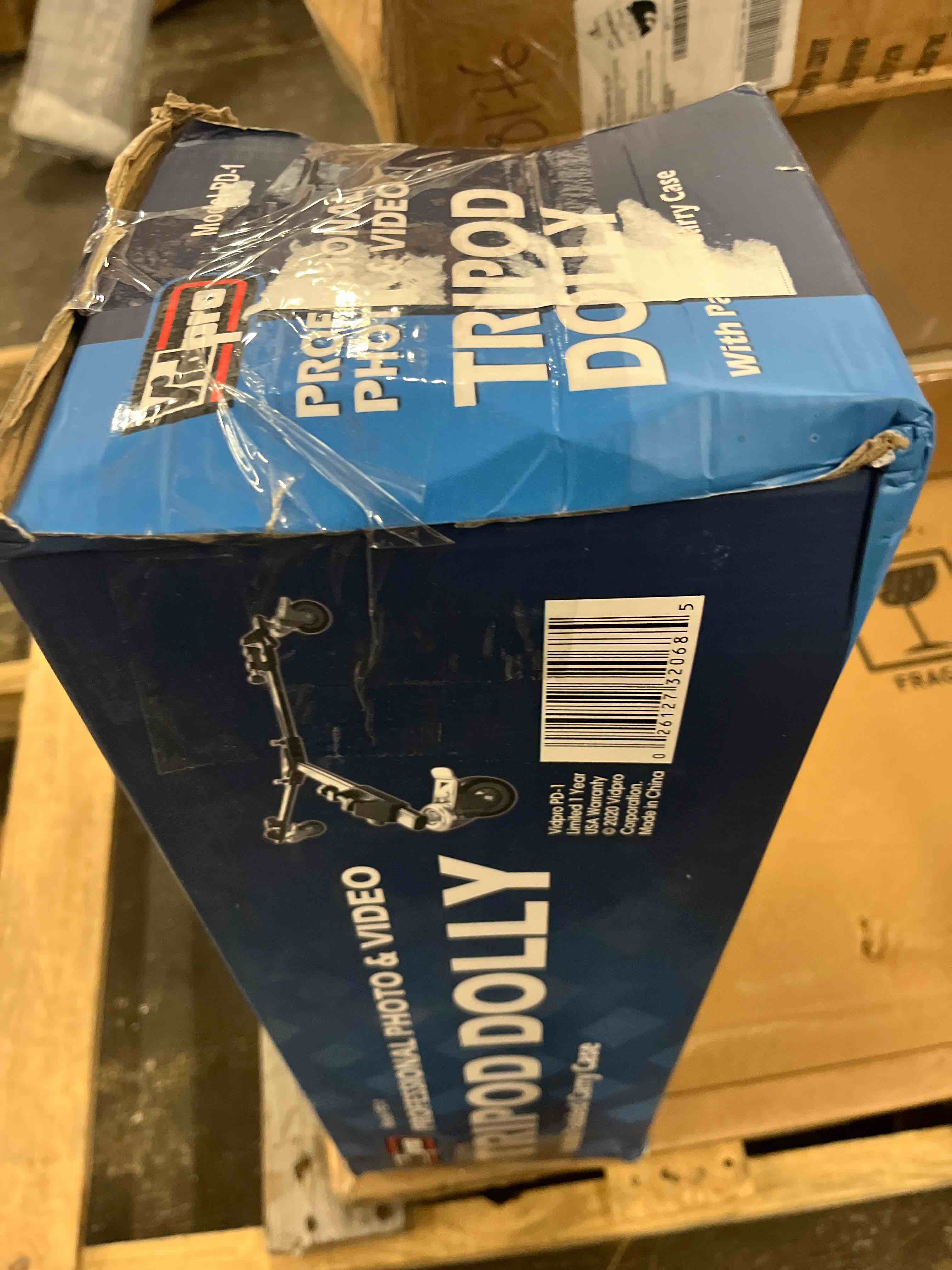 Condition photo showing New/Like New for vidpro pd-1 professional tripod dolly - heavy duty with adjustable leg mount with locking wheels and carrying case compatible with most tripods perfect for cameras camcorder and lighting equipment