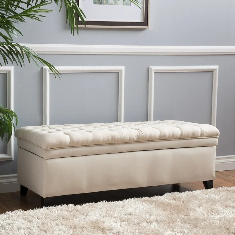 Noble home Jason fabric, beige ottoman