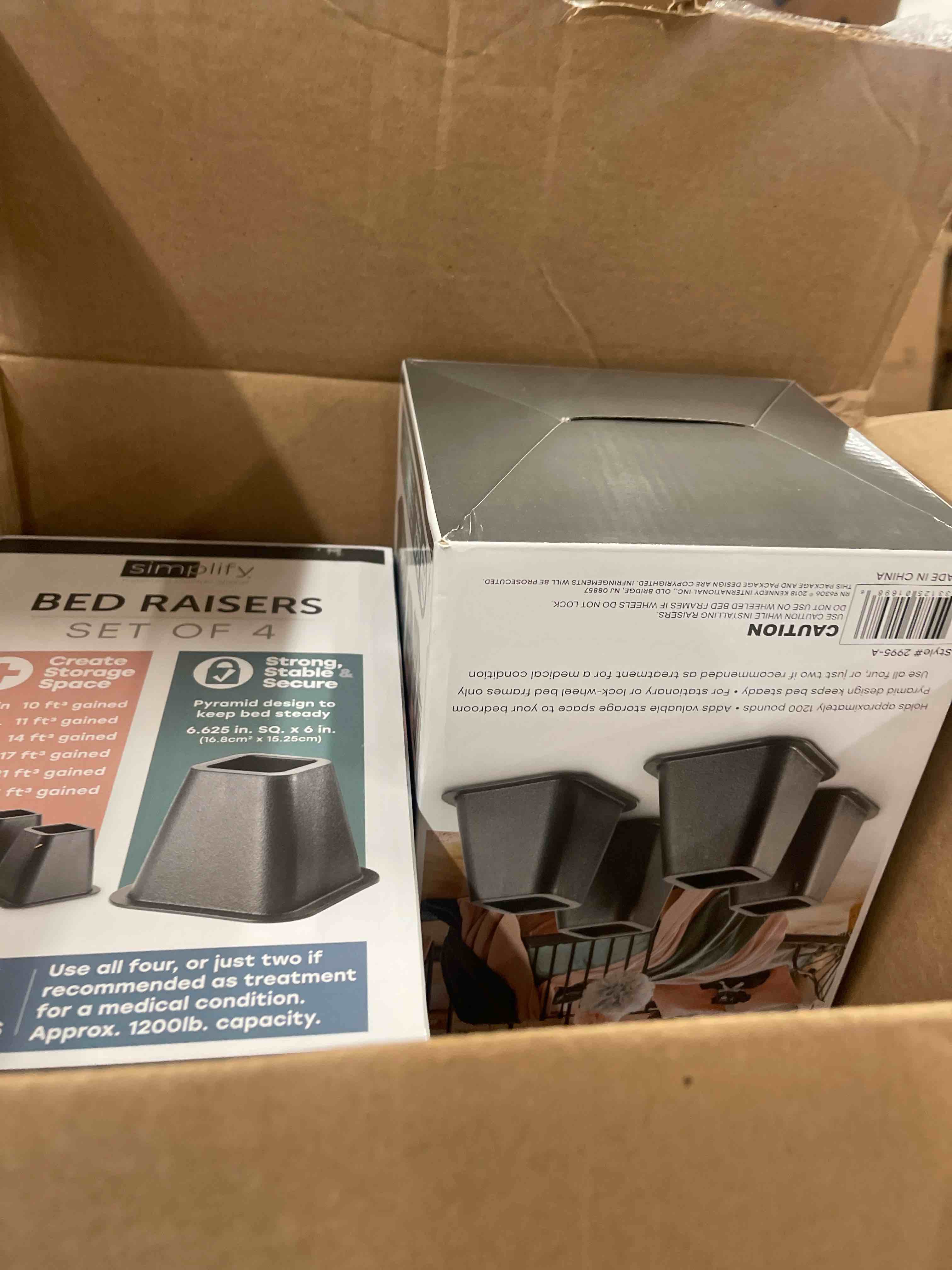 Condition photo showing New/Like New for simplify bed riser - bed lifters - furniture risers for bed, chairs, tables - black - pack of 4-6 inch long