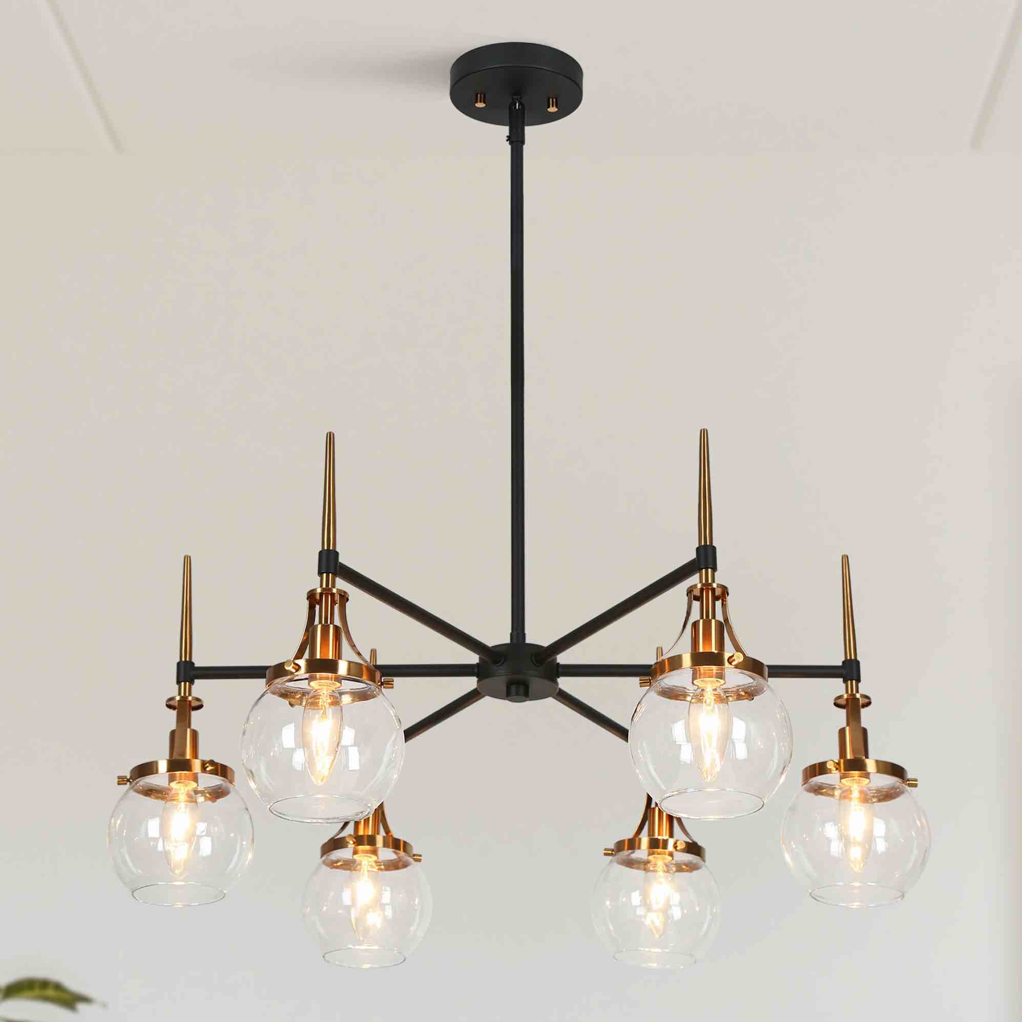  Nivella 6-Light Black and Brass Chandelier.