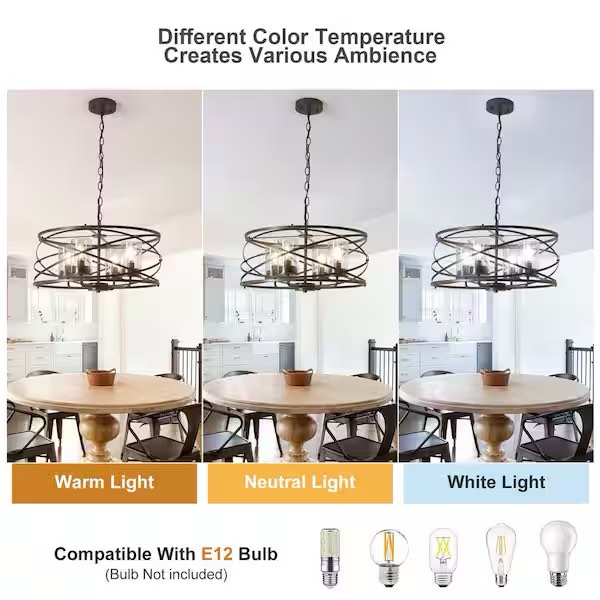 Condition photo showing New/Like New for gracie oaks ifill 4 - light dimmable drum chandelier
