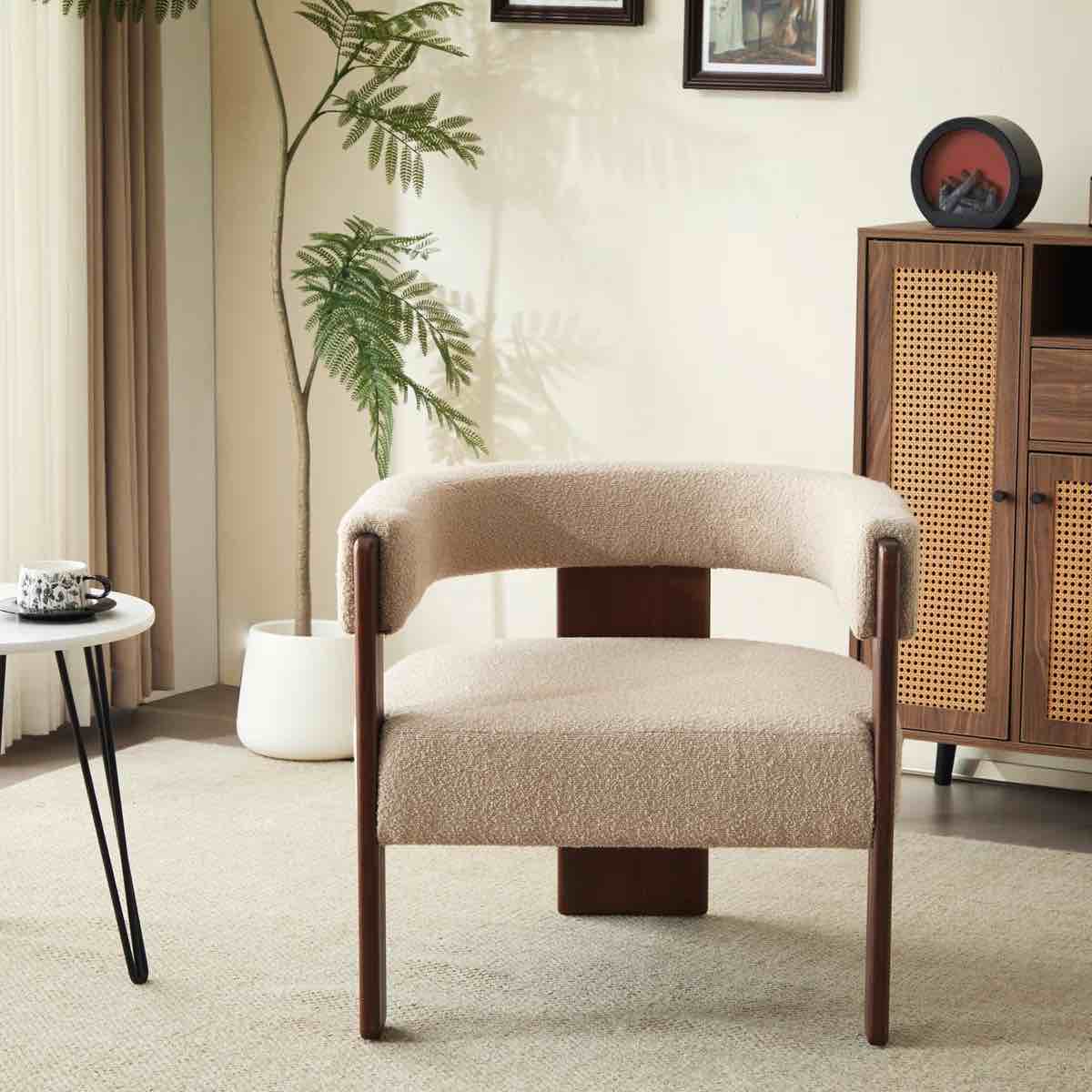 Wrought Studio Melanney Modern Upholstered Fabric Accent Armchair
