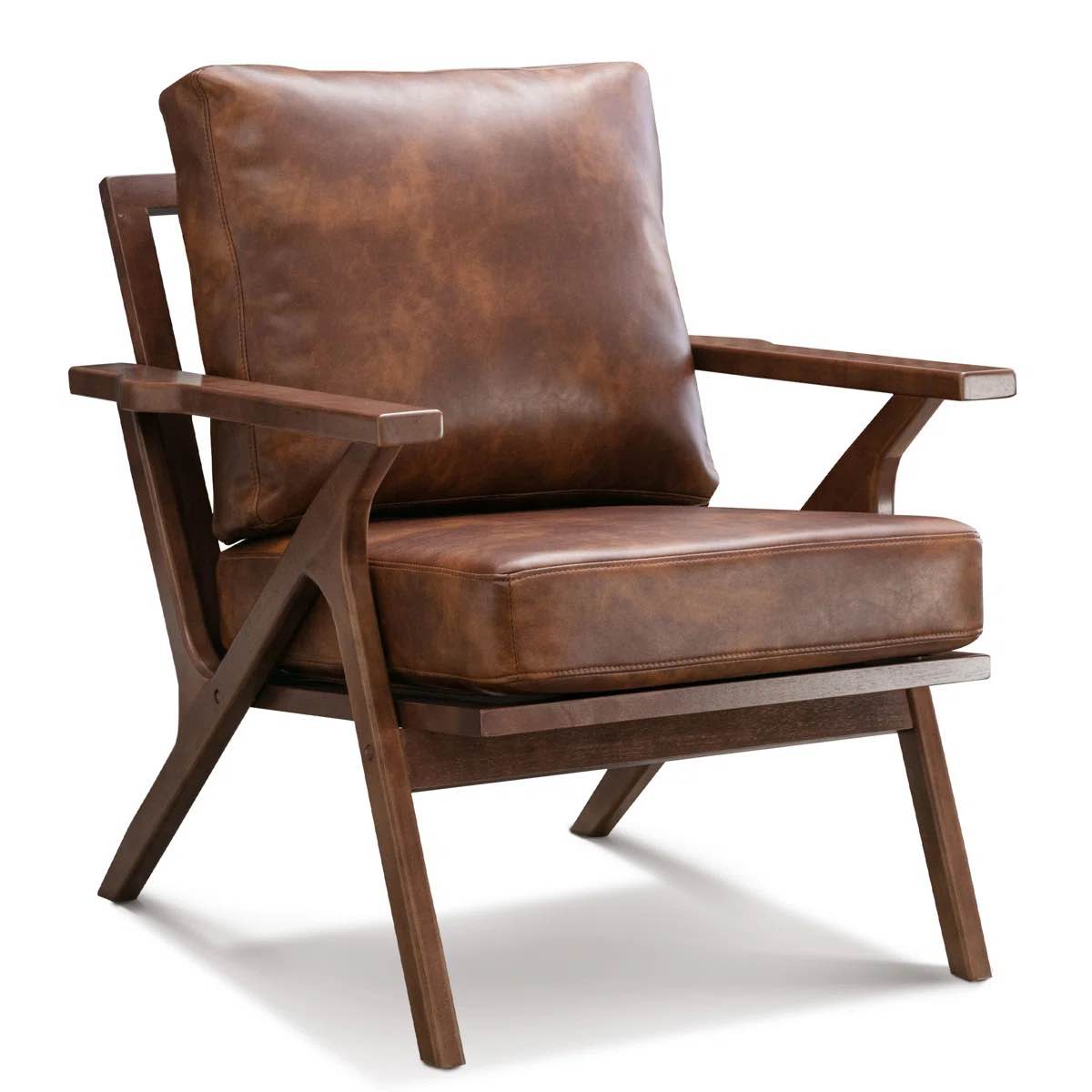 Condition photo showing New/Like New for salma 29.5" wide solid wood frame upholstered mid century modern retro accent chair