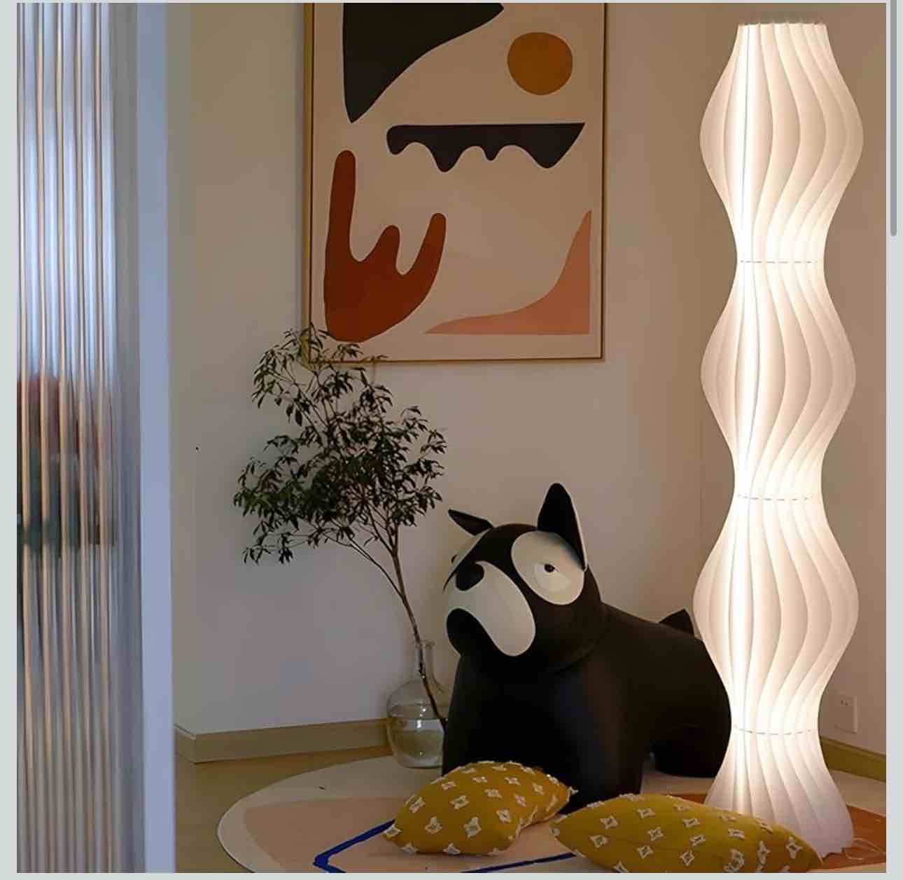 Condition photo showing New/Like New for bofea-modern and decorative standing lamps featuring,led dimmable column floor lamp with hula skirt design shade,tall lamp corner light for living room, bedroom or office decor.