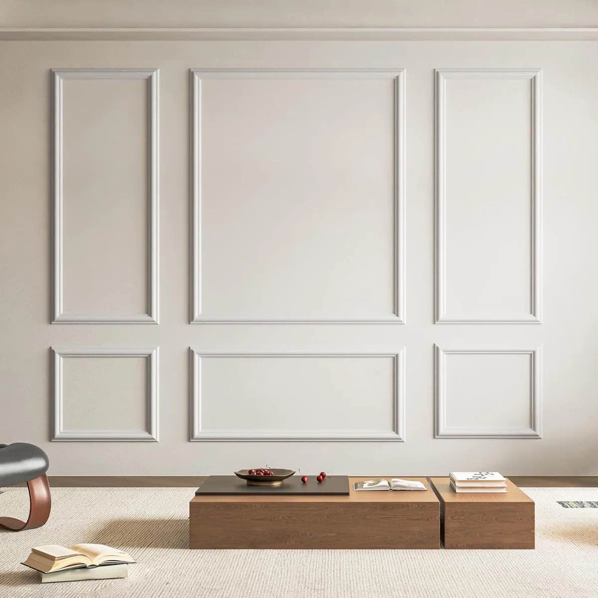 Pre-Cut Accent Wall Molding Kit,6-Frame Wainscoting Panels,Premade Wall Molding for Interior Wall Décor,Accent Wall