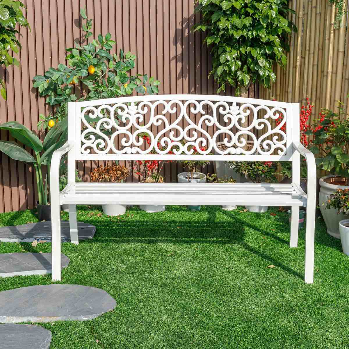 Iron Symphony- Steel and Cast Iron Garden Bench