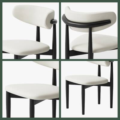 Condition photo showing New/Like New for povison - mid-century modern wood dining chairs set of 2 pu leather - beige & black