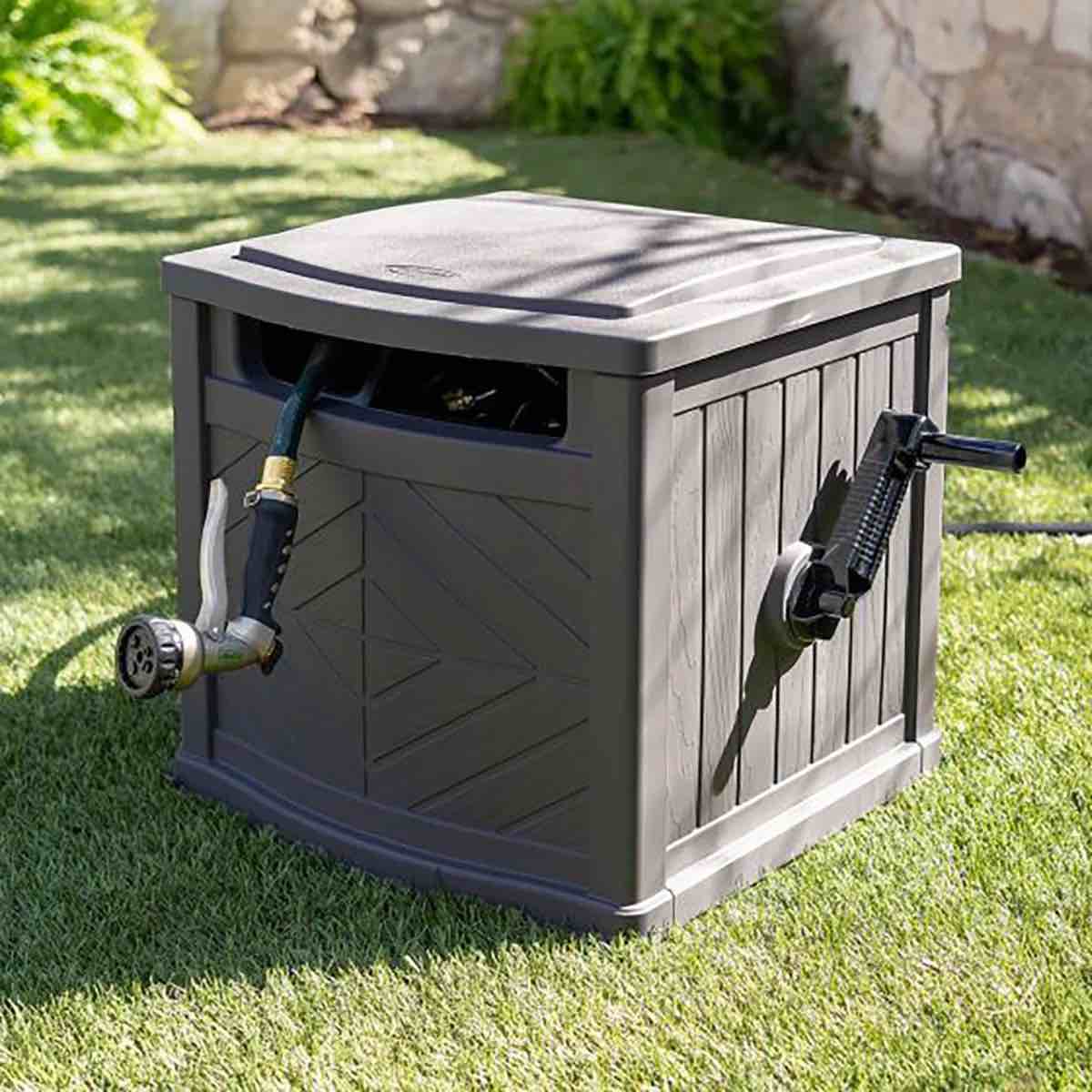 suncast 150 ft. hideaway hose reel in gray