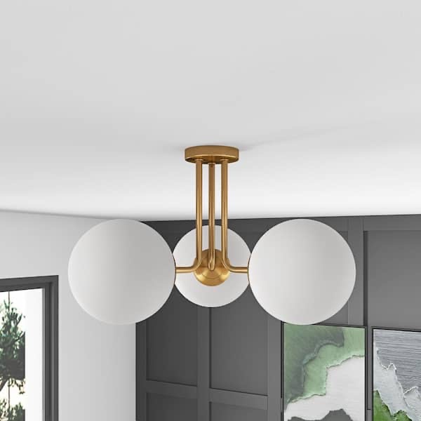 kaynen 3-light 22 modern sputnik globe semi flush mount