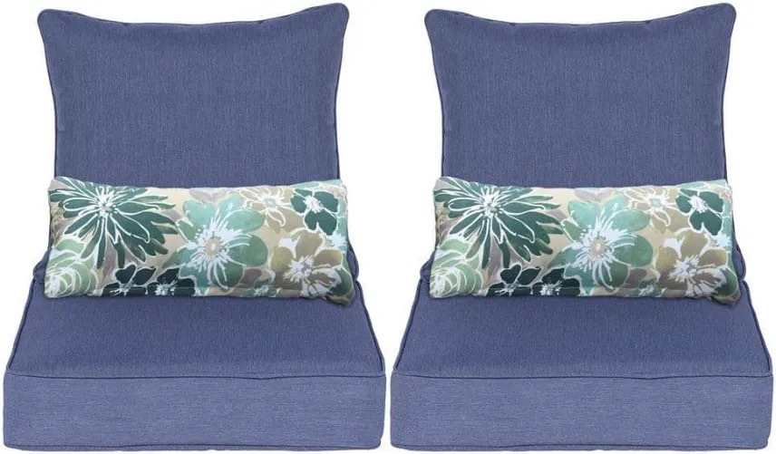 24 in. x 24 in. Outdoor Deep Seating Lounge Chair Cushion in Dark Blue (Set of 6) (2 Back 2 Seat 2 Pillow)