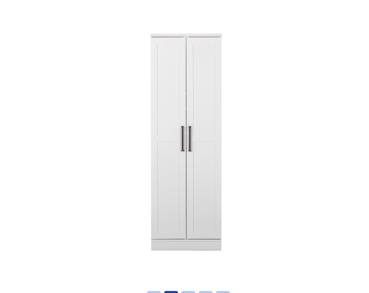 Condition photo showing New/Like New for 5-shelf wood freestanding cabinet in white titanium