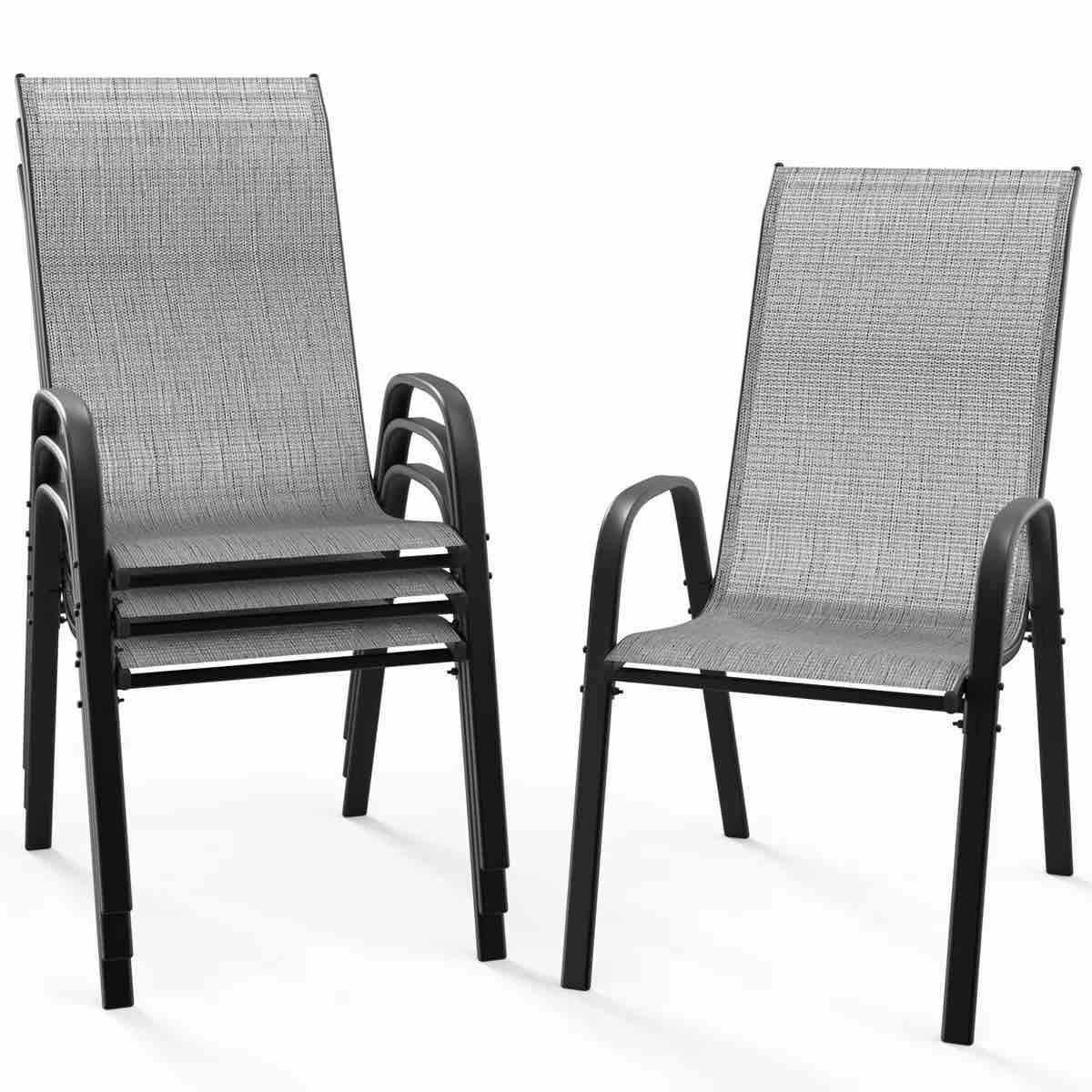 Condition photo showing New/Like New for outdoor stackable dining chairs(set of 4)