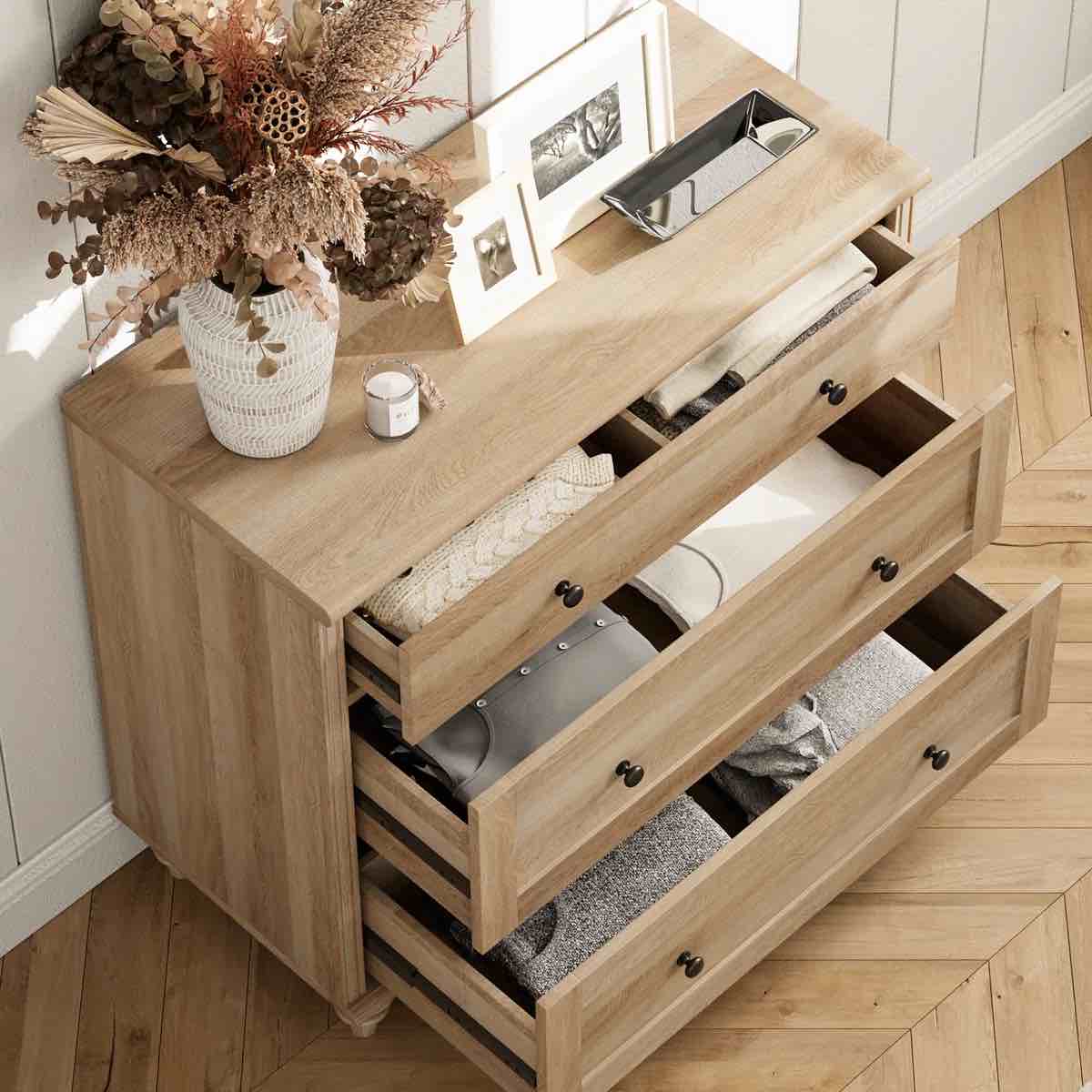 Condition photo showing New/Like New for charlton home scarlett 33.9'' w 3 - drawer dresser