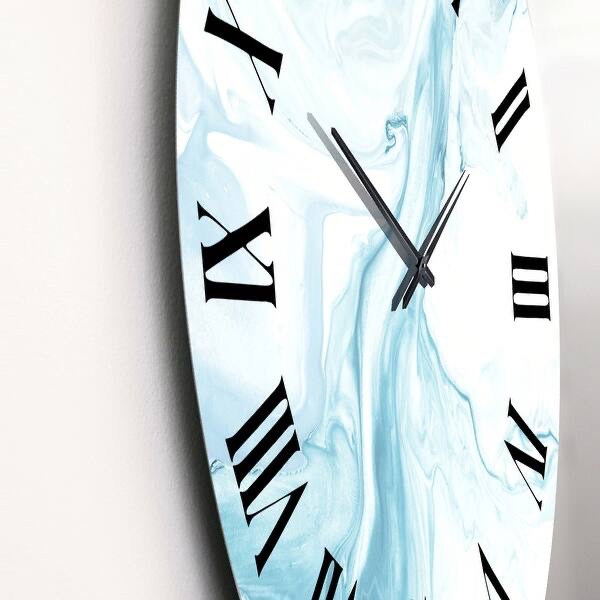 Condition photo showing Good Condition for gray white and blue liquid marble art universe - modern wall clock