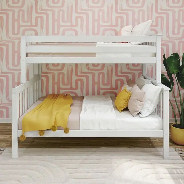 Condition photo showing New/Like New for treva solid wood standard bunk beds twin over full, 4 step ladder, white