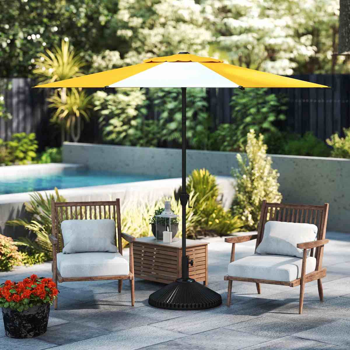 lyon market umbrella with crank lift