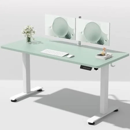 fromann electric standing desk frame dual motor 3 stages height adjustable desk legs with usb a+ c ports sit stand up desk base for home and office (grey)